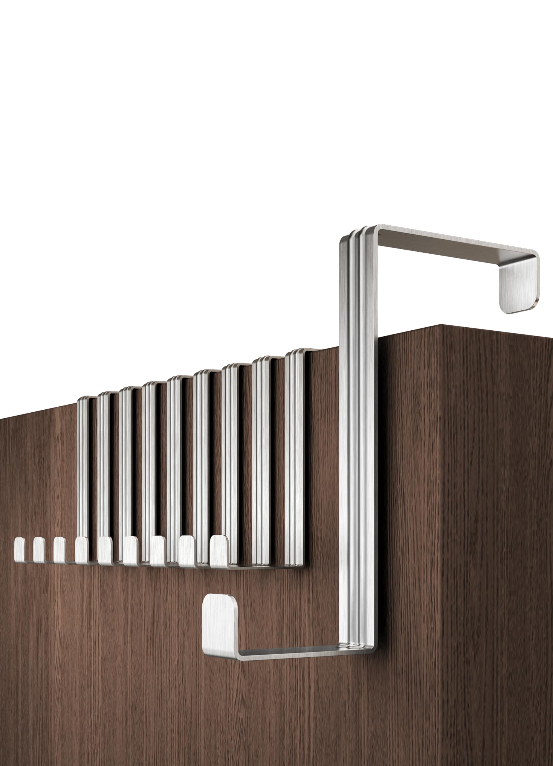 Menz Silver Over Door Hanger – 10 Pcs. In - Coat Hooks 3.6 Cm (1.4") + 4.1 Cm (1.6") - Over Door Hook For Hanging Clothes, Coat Rack