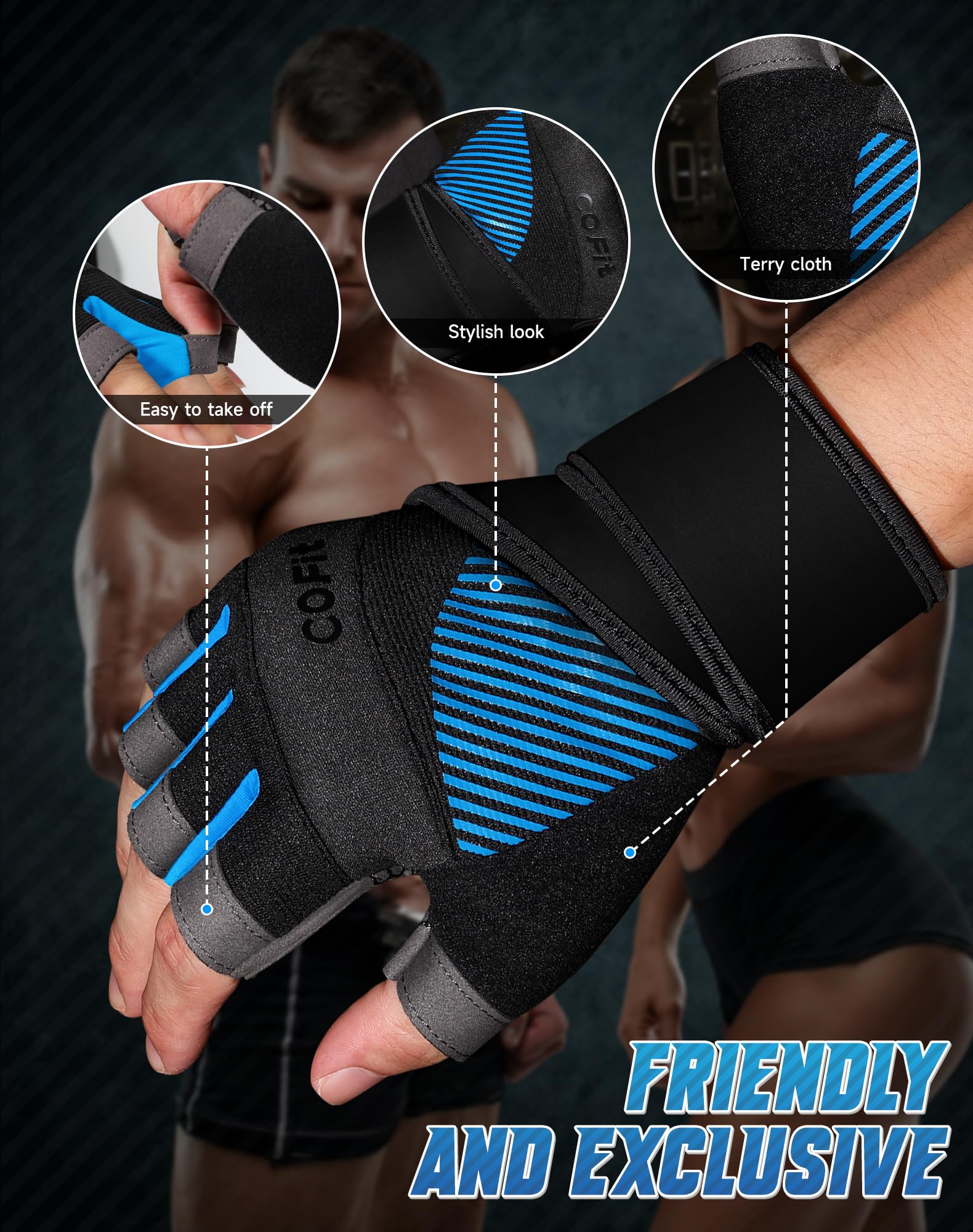 COFIT Guanti da Palestra Traspiranti, Antiscivolo Guanti da Fitness con Supporto per il Polso Uomo e Donna per Sollevamento Pesi, Esercizio Fisico, Allenamento, Gym, Bodybuilding