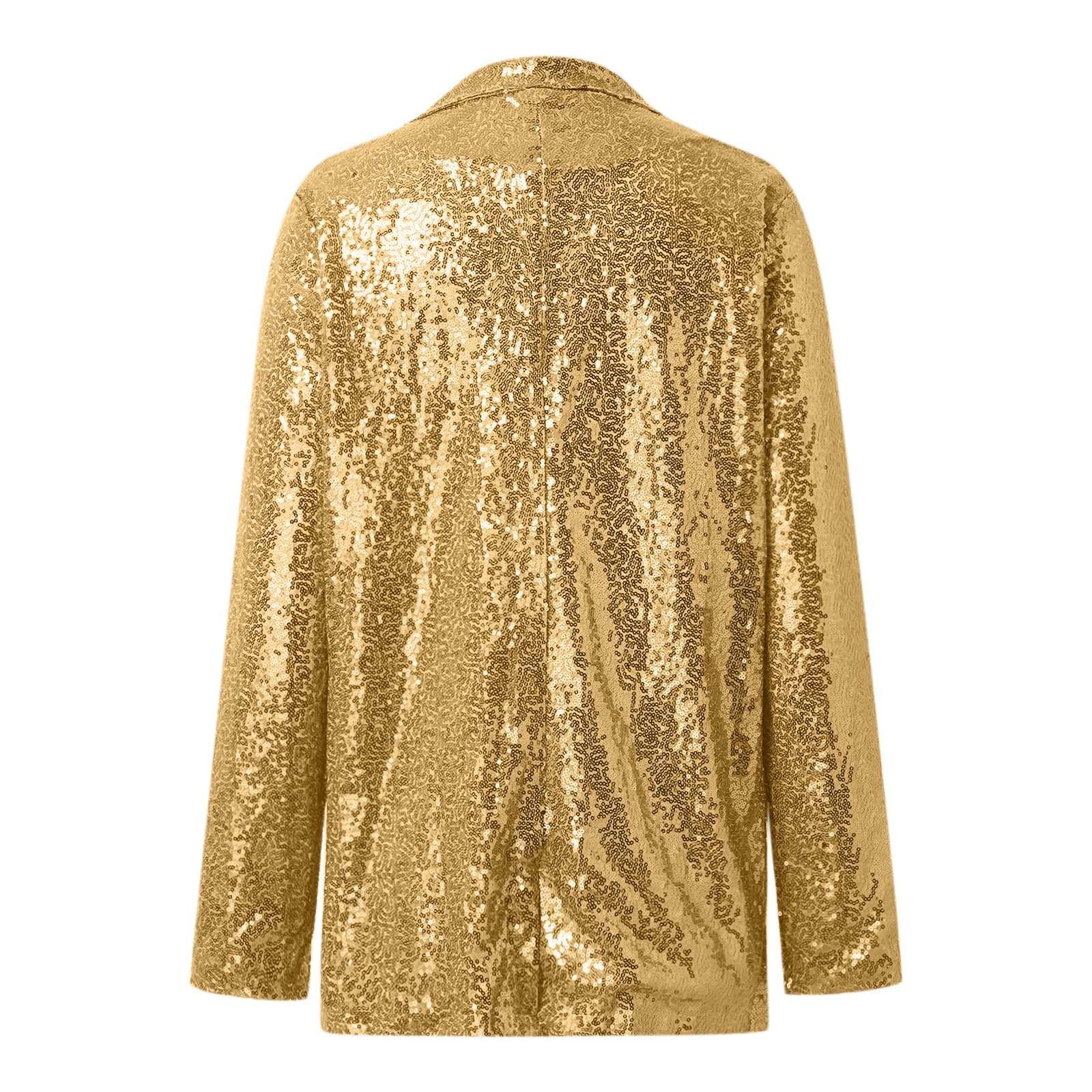 Generisch Cappotto da donna con paillettes, casual, a maniche lunghe, con glitter