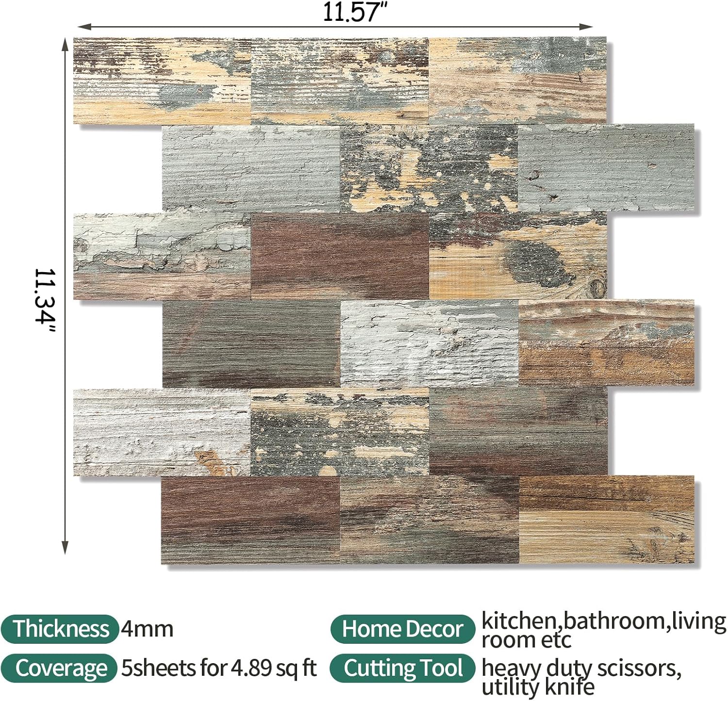 2026 new upgrade peel and stick backsplash tile, peel and stick 11.34" x 11.57" wall tile for kitchen, bathroom, fireplace, laundry (mix rustic, 20 packs) 20 mix rustic