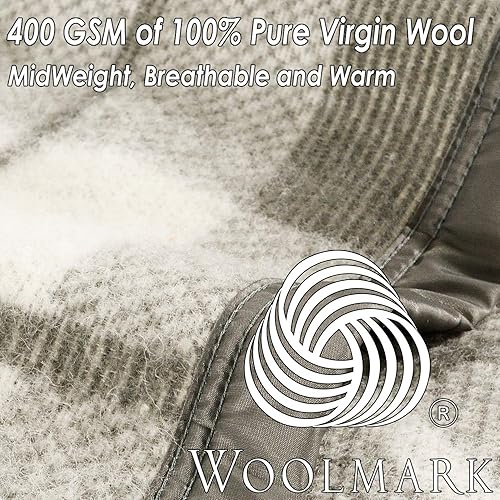 Miniatura 13 de Poyet Motte Rivoli - Manta sólida de 100% lana virgen, 100% lana, peso medio/pesado, lavable a máquina (azul sólido, tamaño matrimonial/queen) Azul