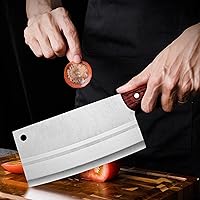 Vista 6 de TJ POP Chinese Chef Cleaver, 7.5 Inch Stainless Steel Knife with Ergonomic Handle, Ultra Sharp Kitchen Knife for Home and Restaurant