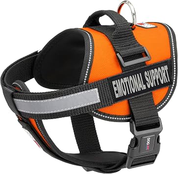 Dogline Unimax Dog Harness Vest with Emotional Support Patches Adjustable Straps Breathable Neoprene for Identification Training Dogs Girth 28 to 38 in Orange