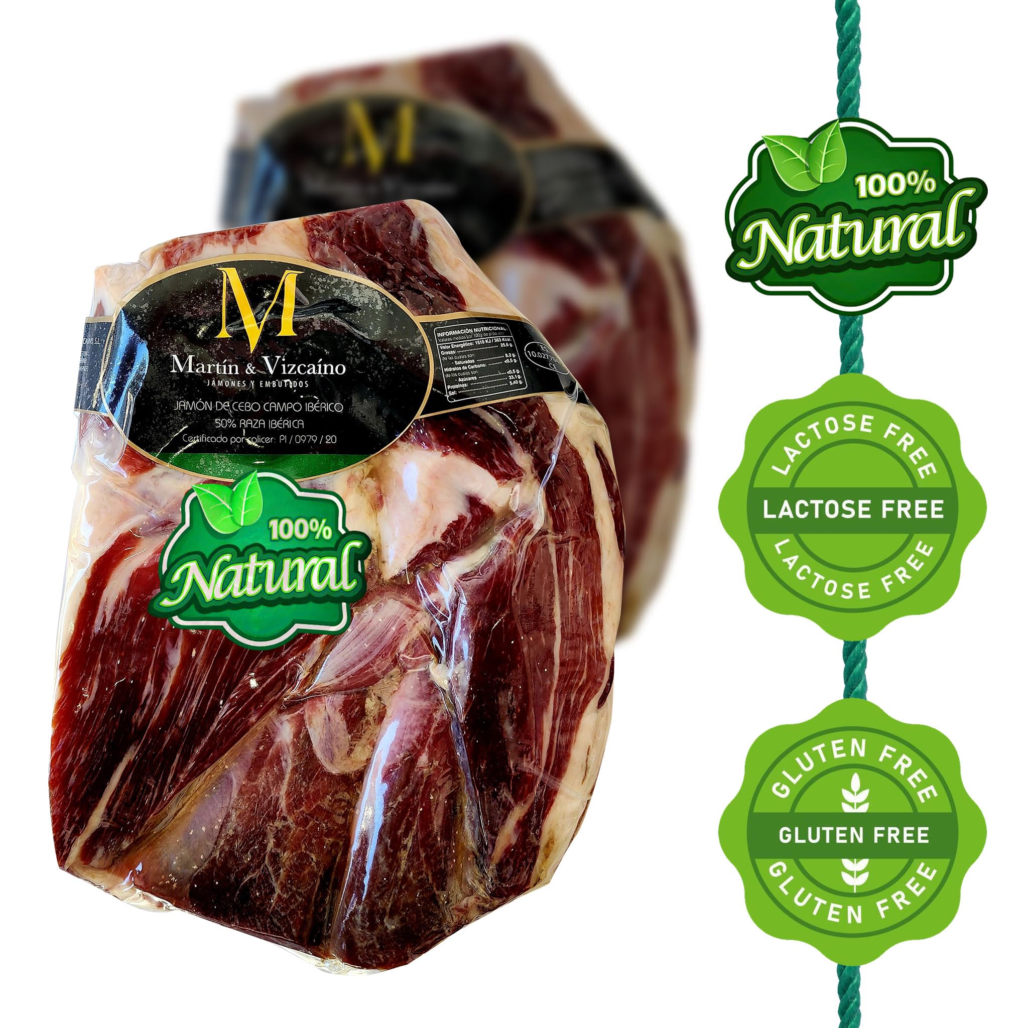 2.5 Kg Prosciutto Iberico Pata Negra Disossato (Spalla) - Da Suini Ruspanti Allevati in Dehesas e 100% Processo Naturale di Stagionatura - Jamon Iberico Spagnolo - Paleta Iberica de Cebo de Campo