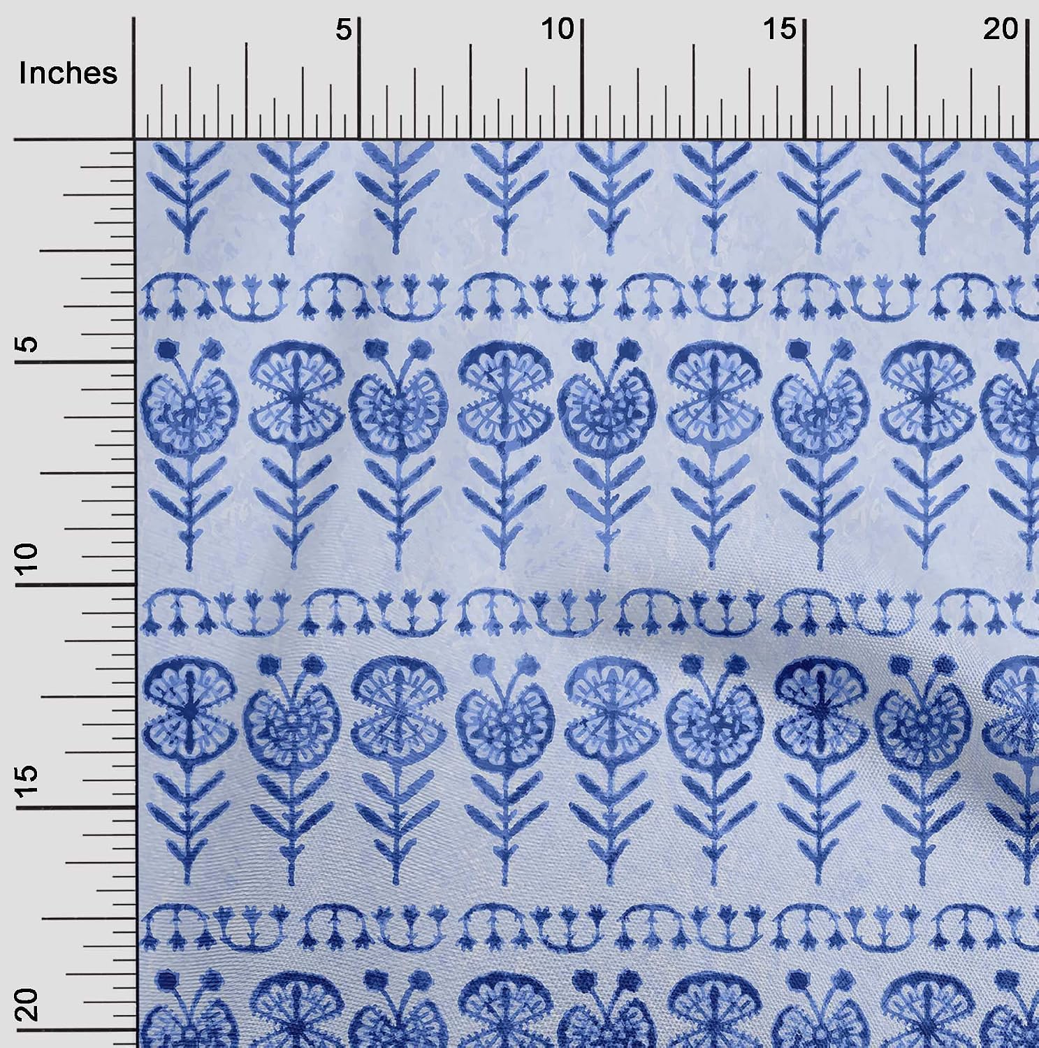 oneOone Cotton Flex Light Blue Fabric Asian Block Dress Material Fabric Print Fabric By The Yard 40 Inch Wide-3