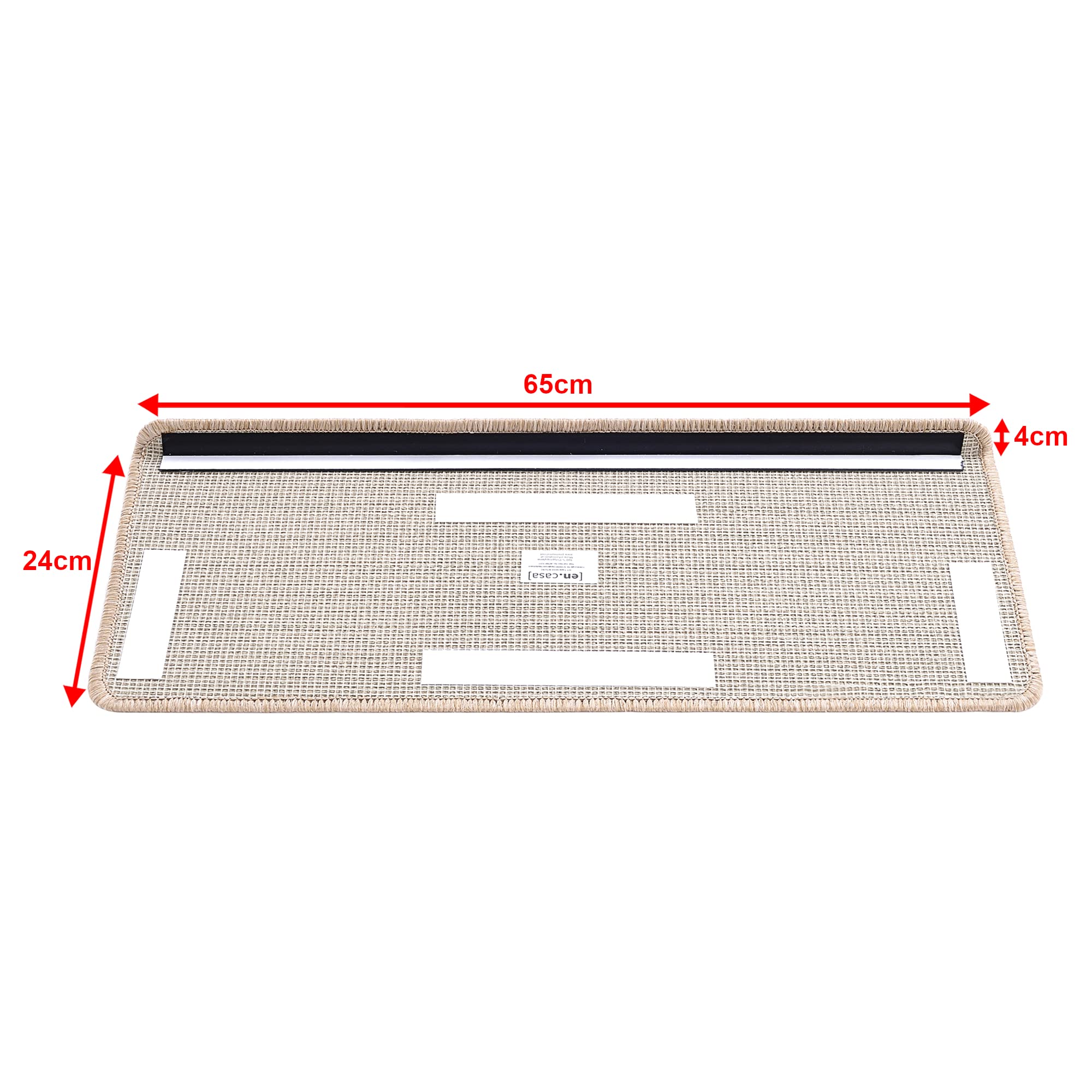 [en.casa] Set de 15 Alfombrillas de Escalera Alfombrillas para Peldaños Autoadhesiva Antideslizante Amortigua Sonidos Protección 65 x 24 + 4cm de Borde Beige