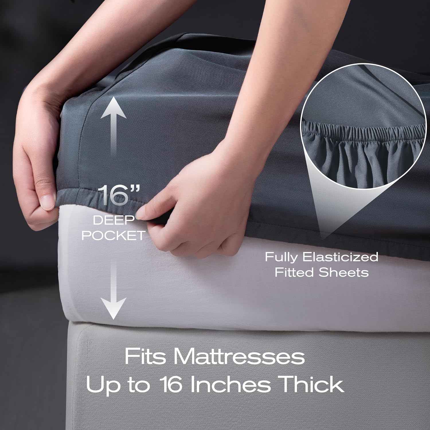 Tencel Sheet Set Twin Size, 100% Eucalyptus Lyocell, Breathable & Cooling Sheets, Deep Pocket Up to 15 Inch, Silky Soft, Ideal for Hot Sleepers - 3PC (Twin, Dark Grey)