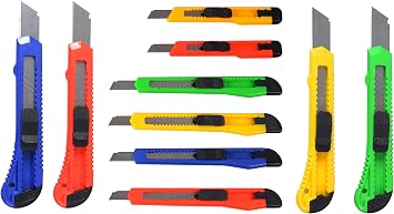 eZthings 10 Heavy Duty Box Cutters Openers Utility Knives with Snap Off Blades Variety Knife Set
