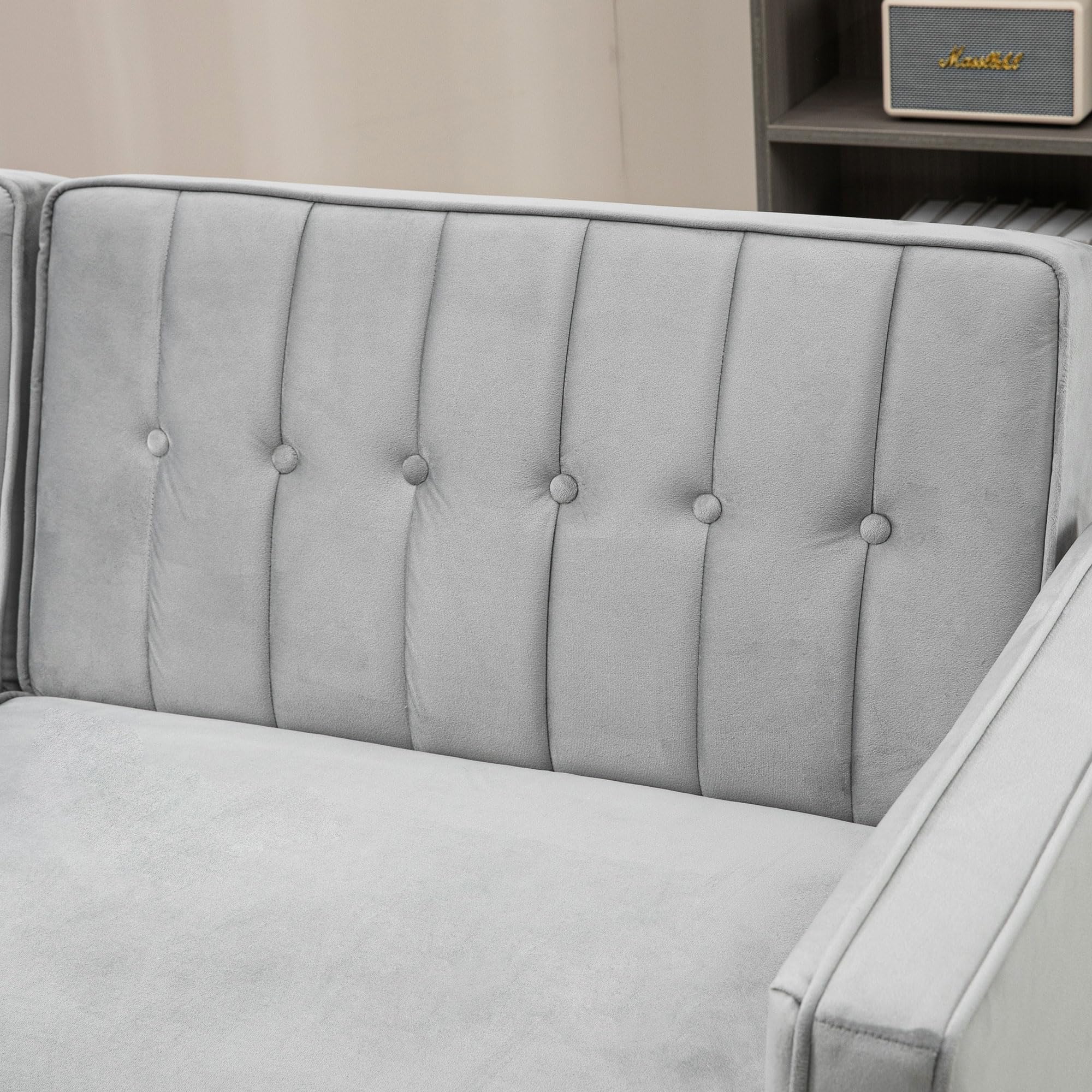 HOMCOM Sofá de 3 Plazas Convertible en Cama Tapizado en Terciopelo con Respaldo Ajustable y Patas de Madera Sofá Moderno para Salón Oficina 189x81x83,5 cm Gris