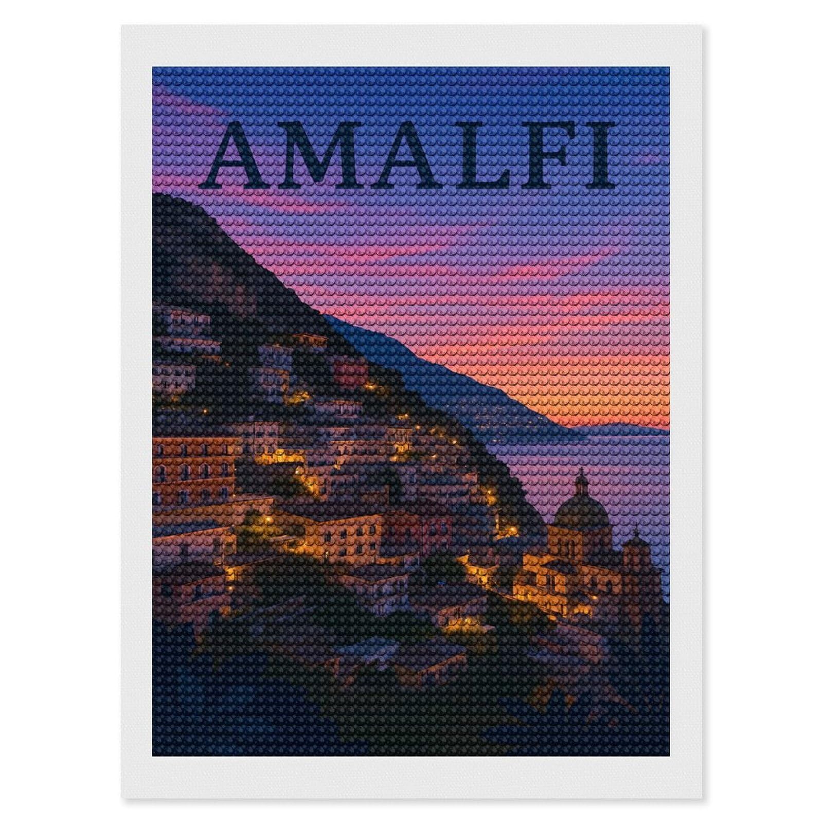 Junmoney Amalfi Coast at Sunset(2) Diamond Painting Kit 12"x16", Easy Handmade Project, Easy to Enjoy, Aesthetic Room Decor, Christmas Gift