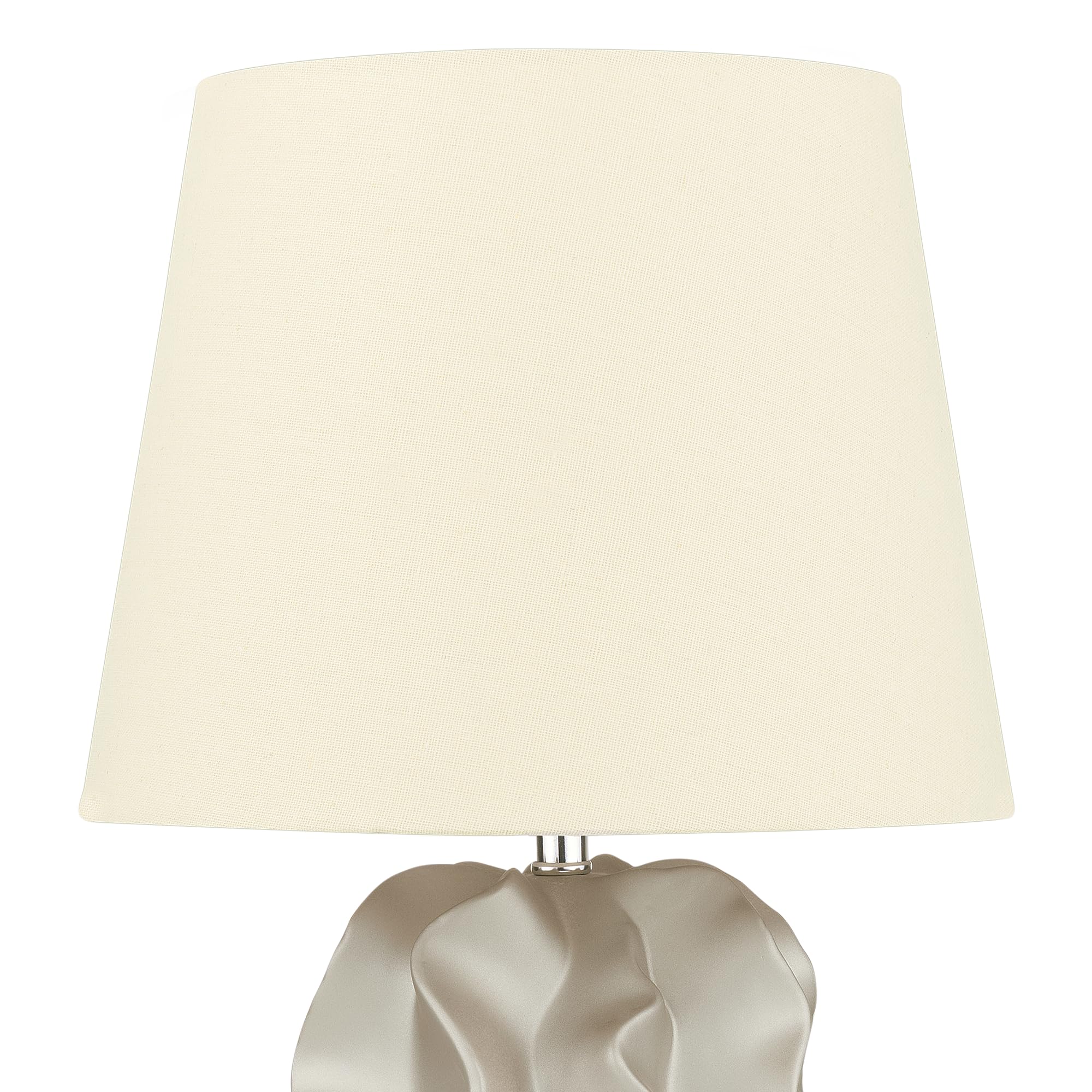 Beliani Lámpara de mesa de cerámica dorada 46 cm base tallada pantalla redonda moderna Allika