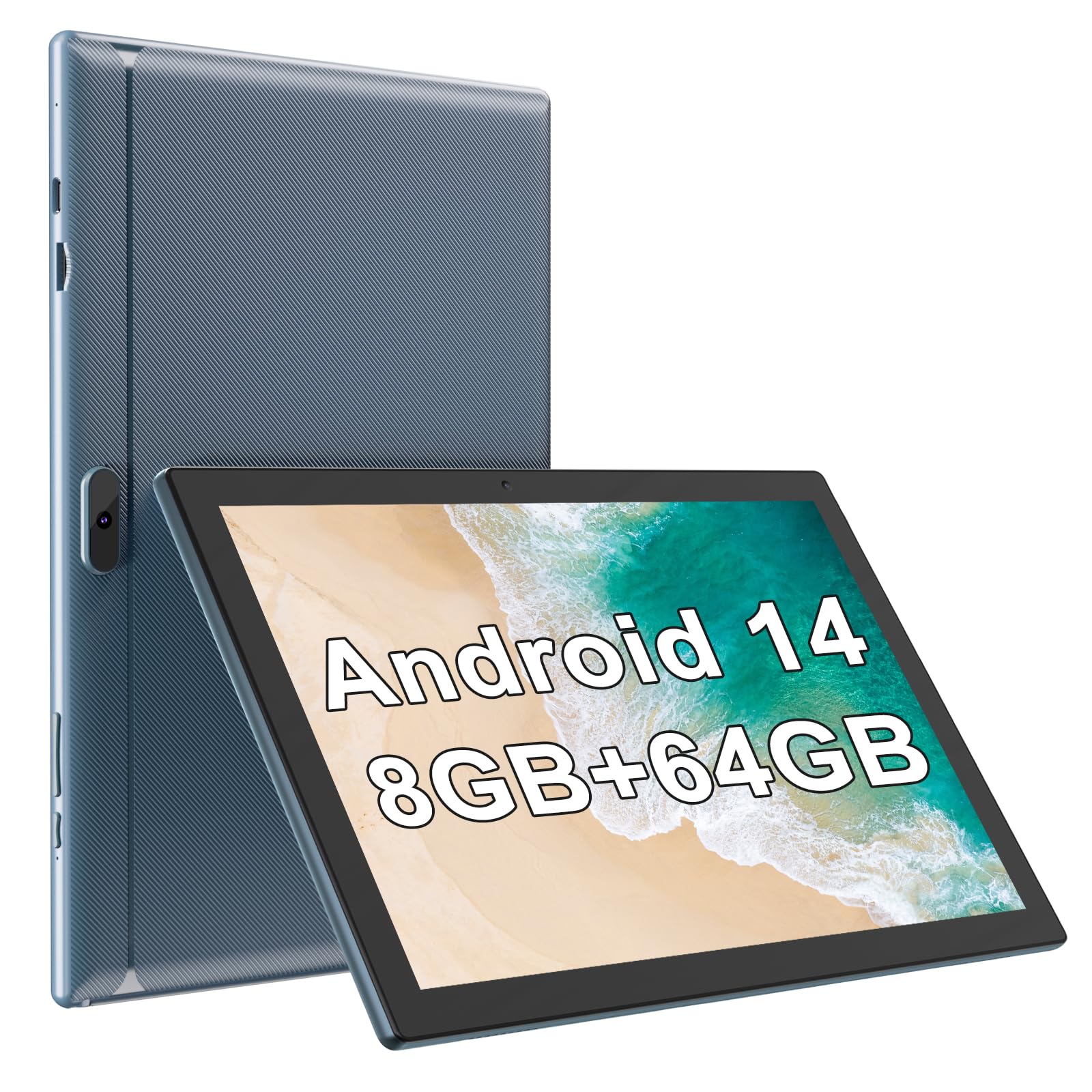 YQSAVIOR Tablet Android 14, Tablet 10 inch, 8GB RAM+64GB ROM & 1TB Expand, 2+8MP Dual Camera, 2.4G WiFi, Bluetooth, IPS Touch Screen, 6000mAh Battery, Tablets Grey