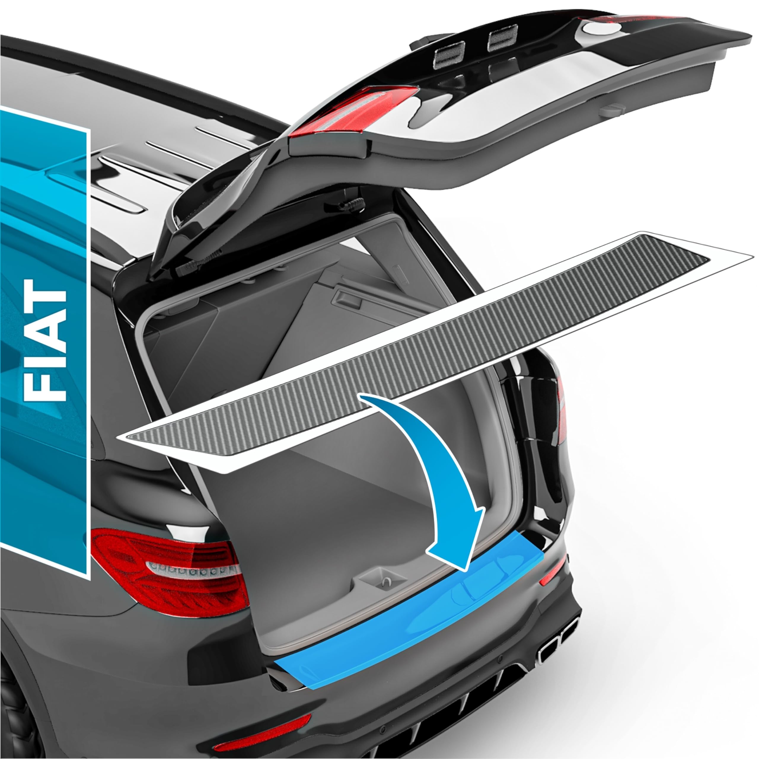 uProtect Pellicola Protettiva per Bordo di Carico Set completo per Fiat Tipo Station Wagon 358 I 2016-2020 - Protezione Paraurti, antigraffio, per vernice - Filo A Carbone