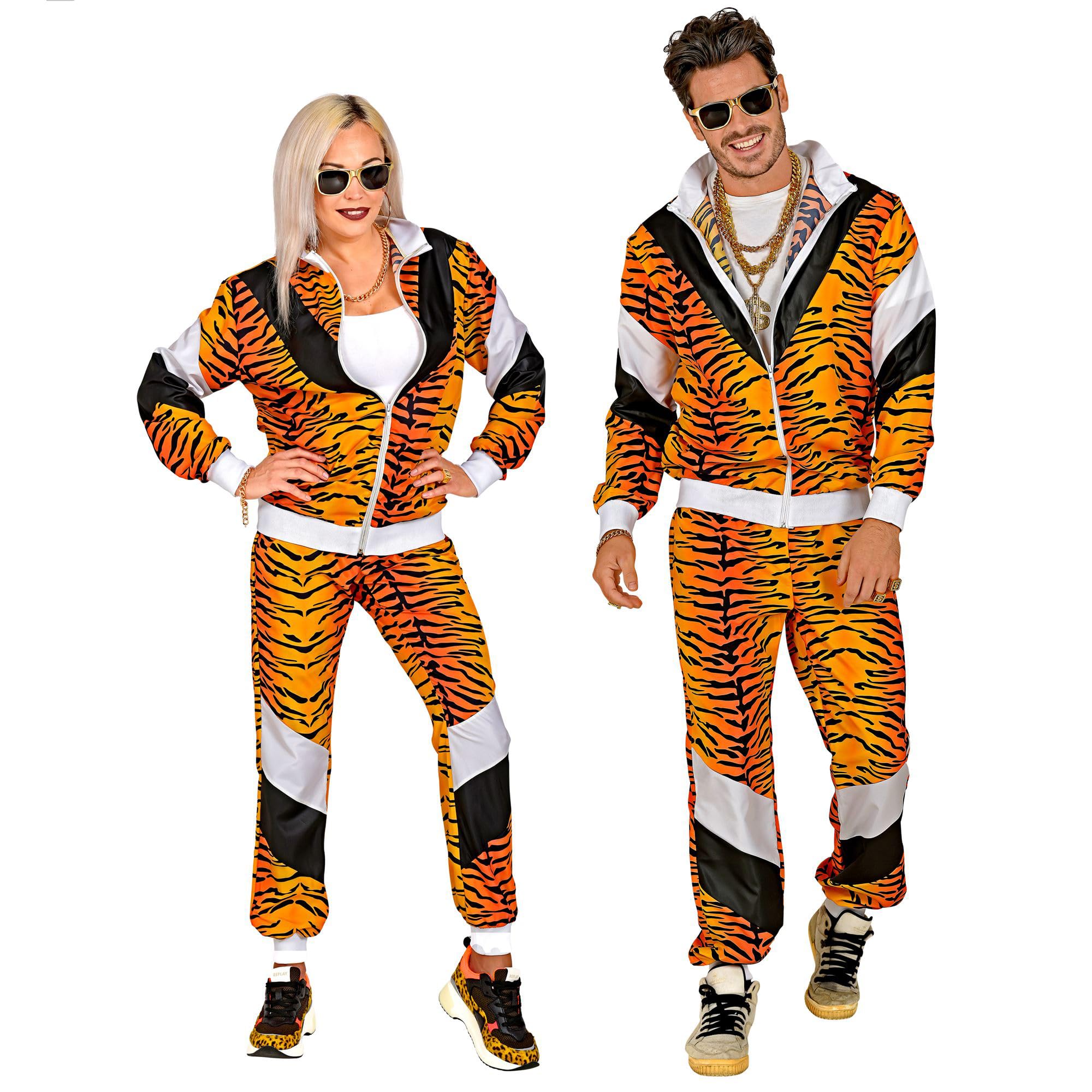 W WIDMANN MILANO Party Fashion - Costume Tracksuit 80s Tiger Jogging Suit Retro Style Bad Taste Outfit