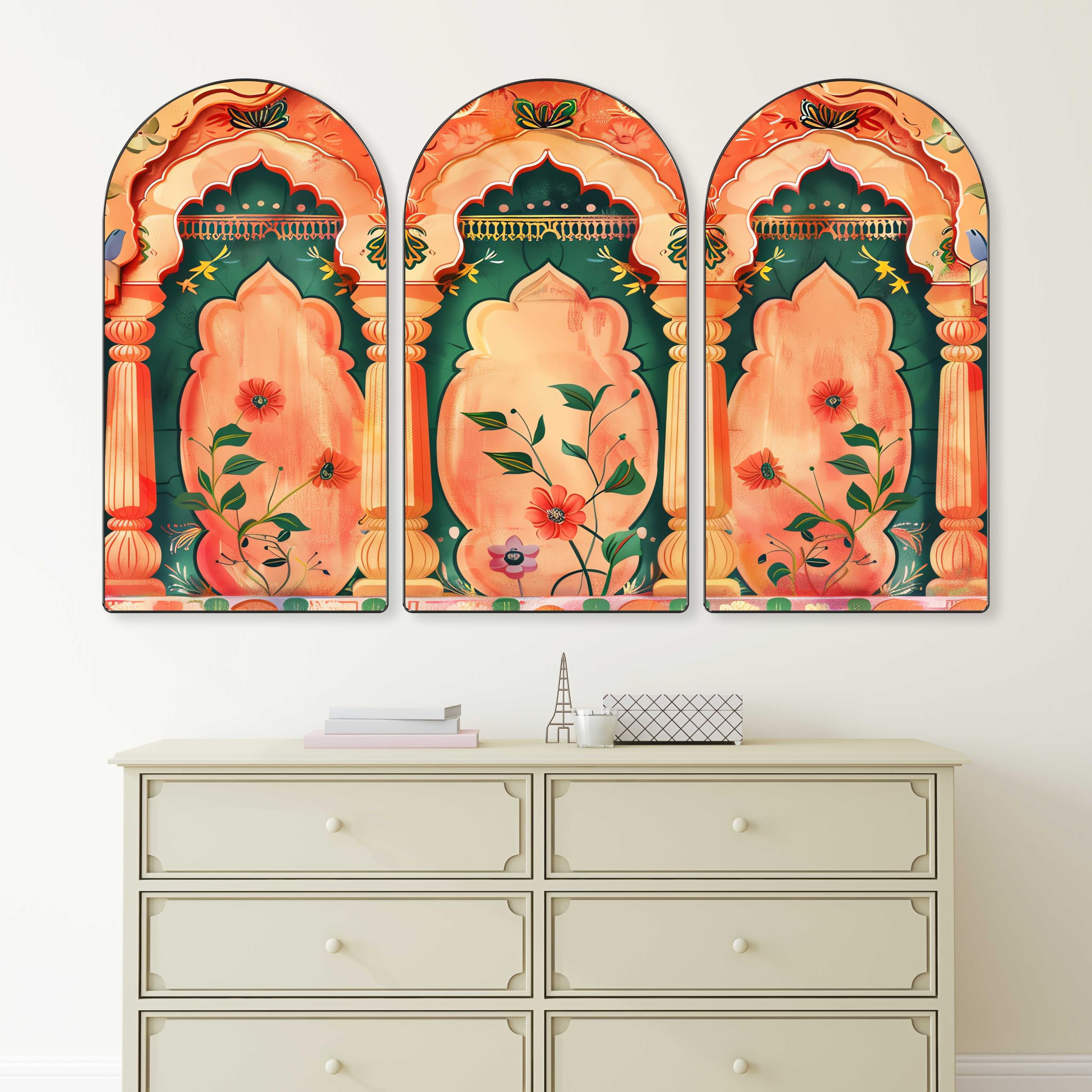 Livin'luxe Golden Tree Arch Shape 3 Panel Wall Painting Set -16 Livin'luxe Golden Tree Arch Shape 3 Panel Wall Painting Set -16