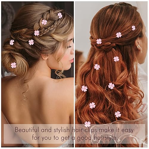 Miniatura 2 de YISSION 20 pinzas para el pelo con flores rosas con diamantes de imitación, lindos horquillas para el cabello, pinzas decorativas para el pelo de