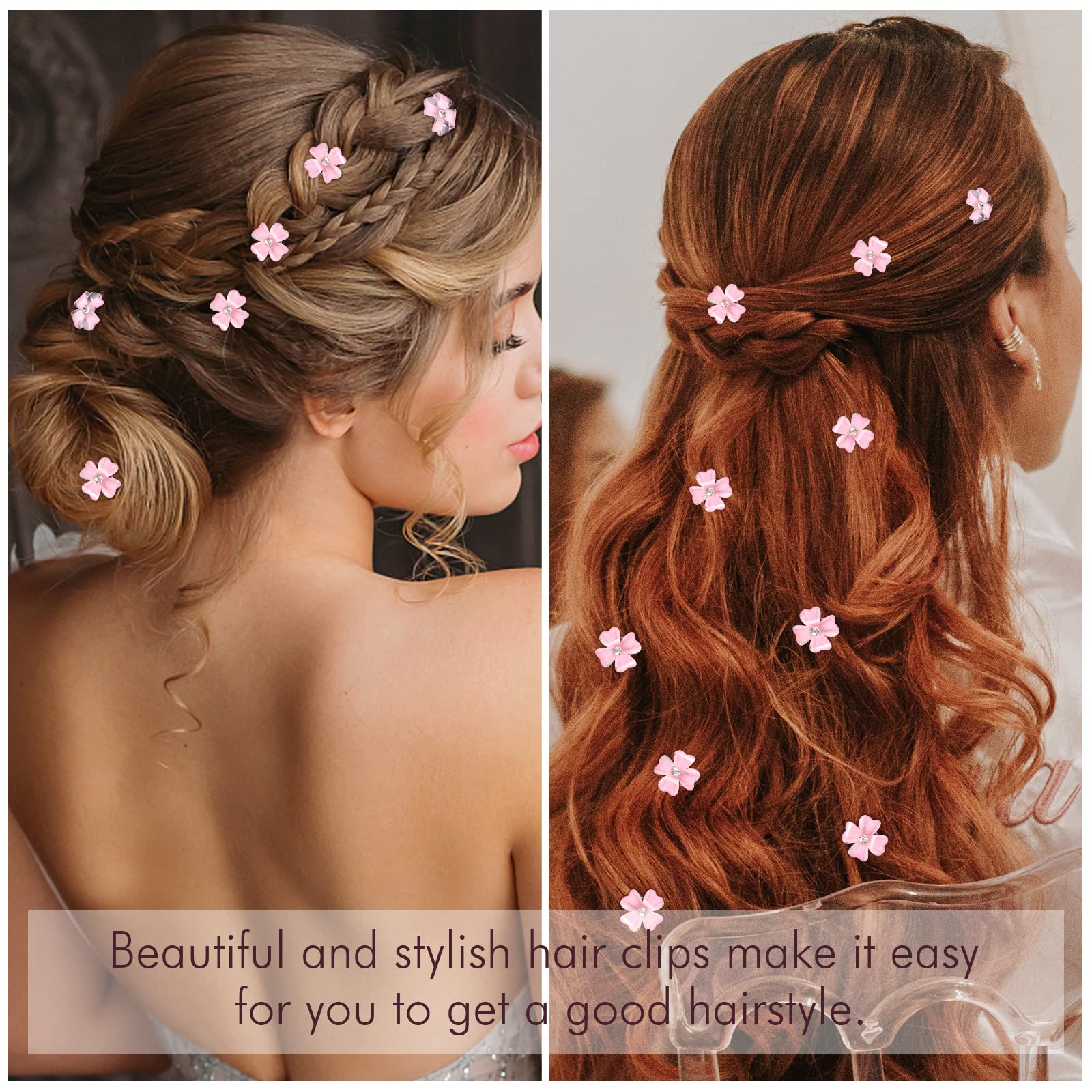 Amazon.com : YISSION 20Pcs Mini Pink Flower Hair Clips with  display picture 1