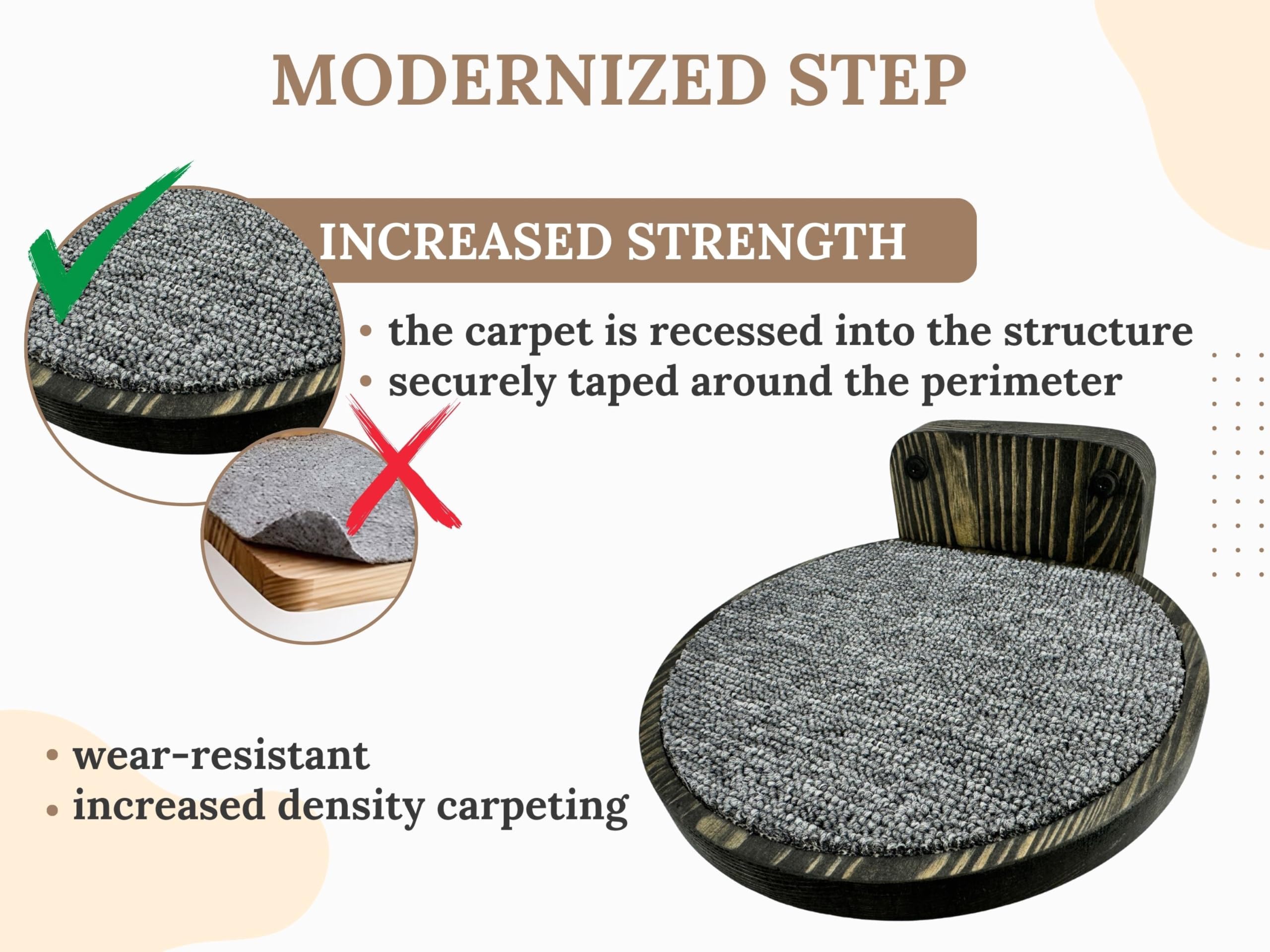 Set Mobili Per Gatti A Parete - Letto E 3 Gradini, Per Dormire, Giocare E Arrampicarsi (Colore Scuro) - Foto 4