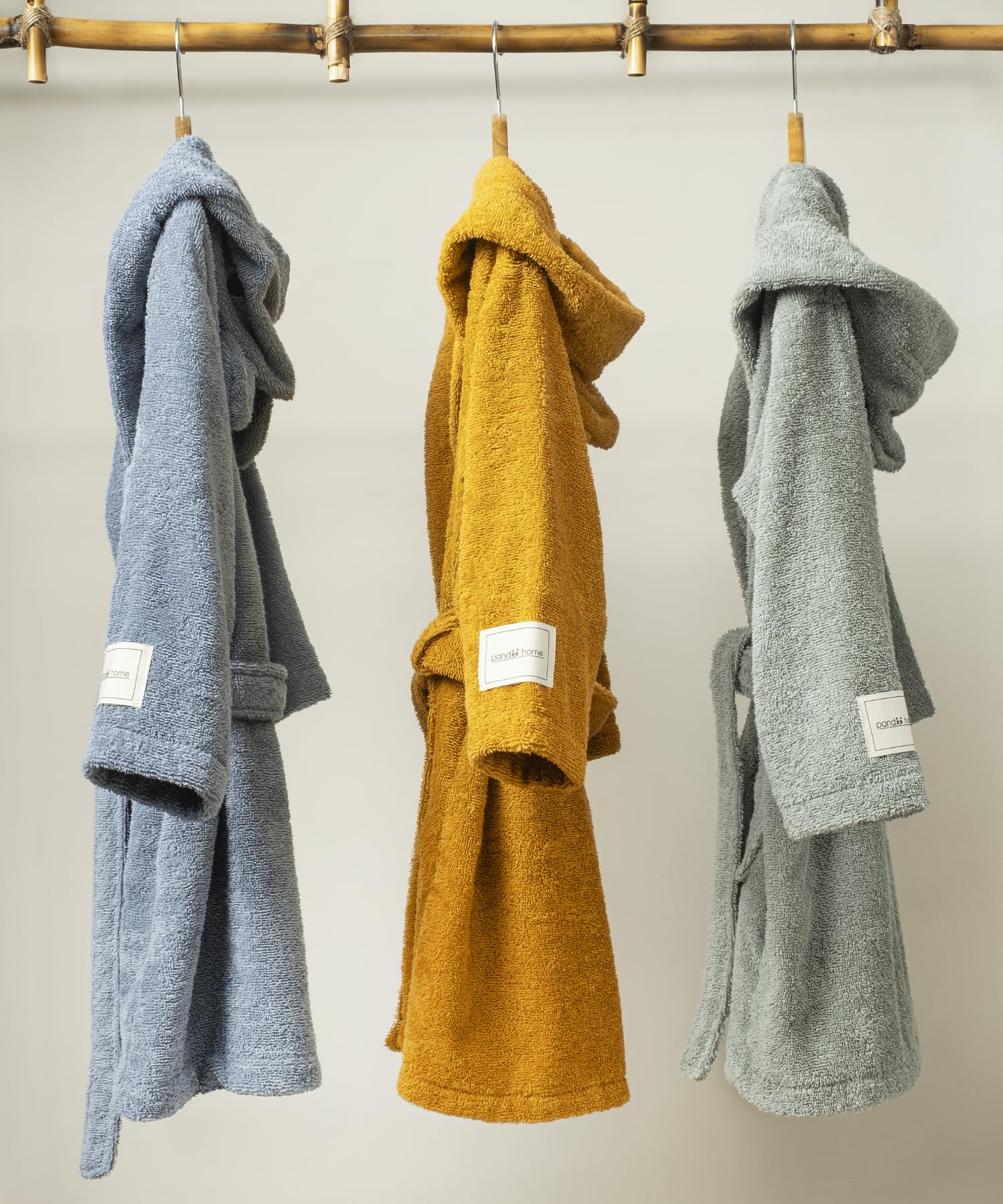 PandaHome Bademantel Kinder, Kinderbademantel für Jungen und Mädchen aus 100% Baumwolle, Morgenmantel mit Kapuze, Schnelltrocknend Weich Saugstark Bademäntel 400 g/m²