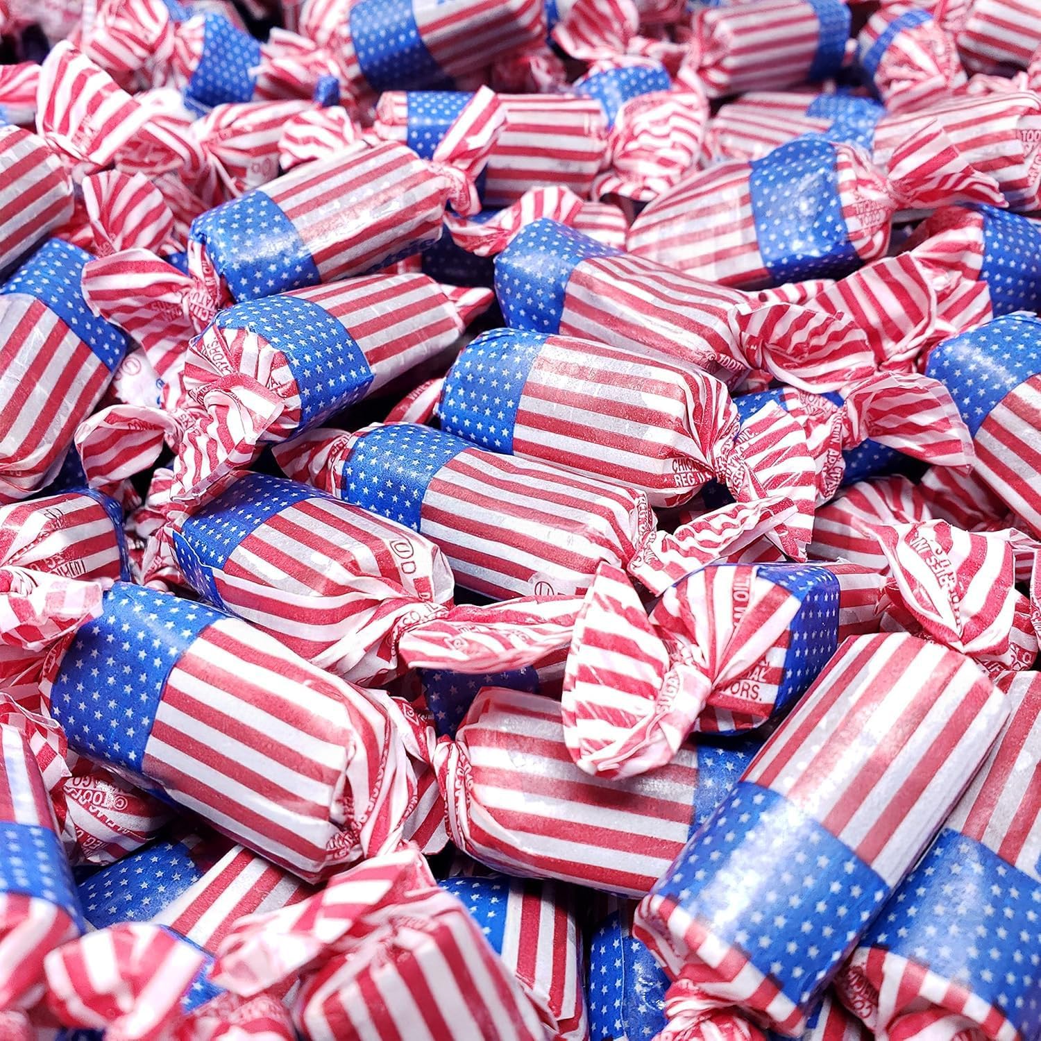 Flag Tootsie Rolls - Patriotic Candy - Perfect For Memorial Day - Red White and Blue Candy - 2 Pounds