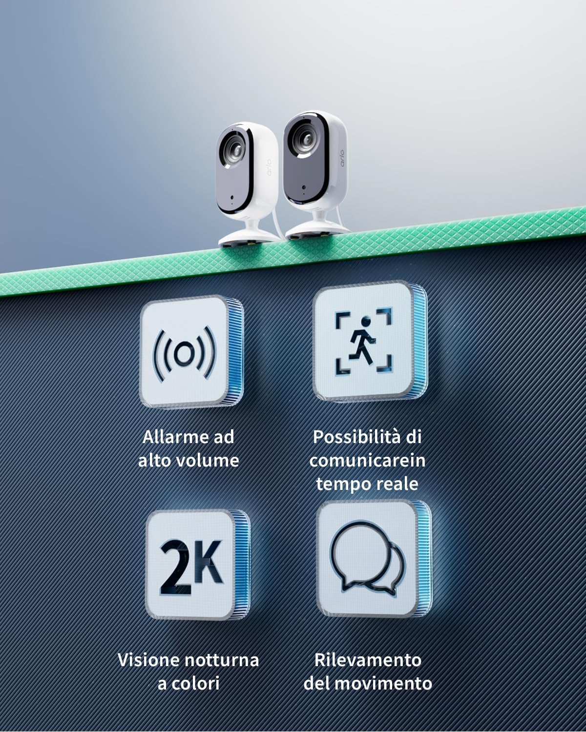 Arlo Essential 2 Indoor 2K, Telecamera WiFi da Interno per animali domestici, Visione Notturna, Audio Bidirezionale, Otturatore Obiettivo, 1 Telecamera Bianca