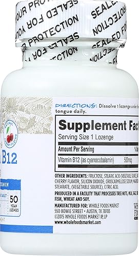 Miniatura 3 de 365 Daily Value, Vitamina B12 500 mcg Pastillas, Sabor Cereza, 50 ct