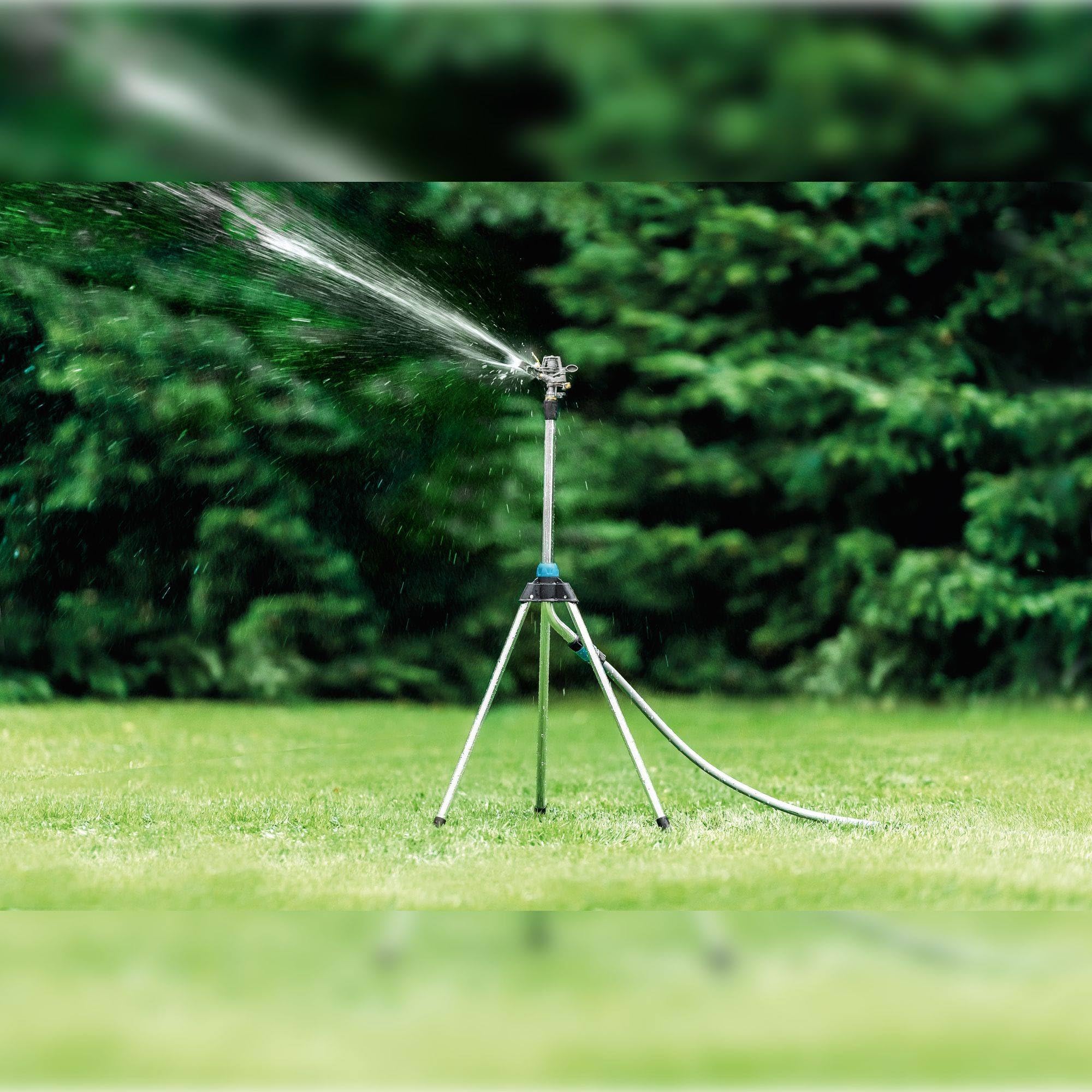 CELLFAST Irrigatore Ad Impulsi Da Giardino Spruzzatore Per Prati Treppiede Regolabile Con Flusso D'Acqua Controllabile Per Prato Fiori Piante Regolazione A Gradini Range cellPRO