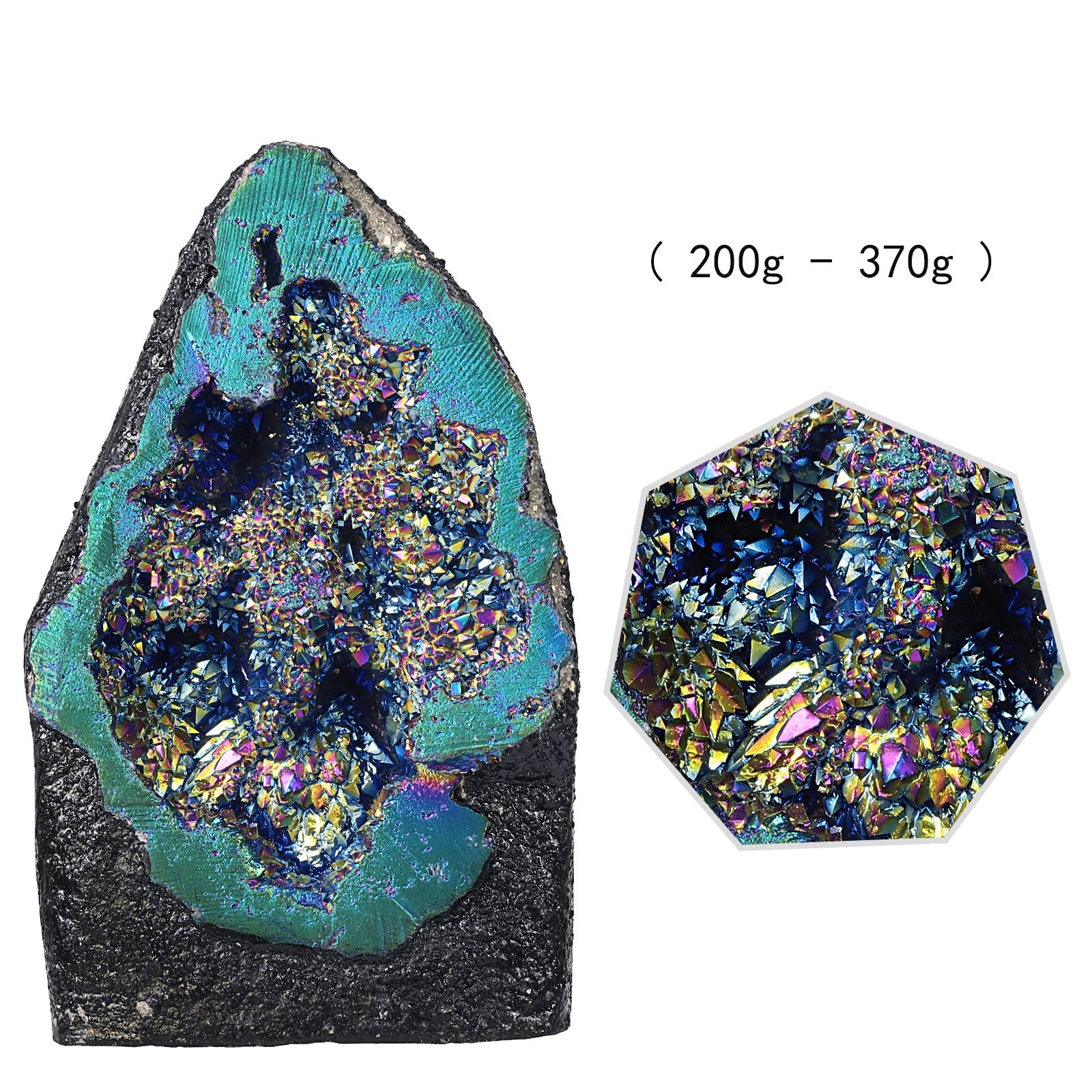 KYEYGWO Titanium Coated Natural Crystal Raw Geode Stone - Image 2