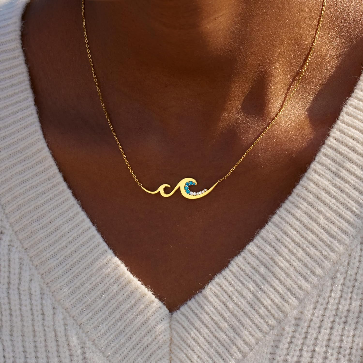 STORYJEWELLERY Friend Christmas Gifts For Women, Sterling Silver Wave Necklace, Birthday Gifts For Friends Female, Friendship Jewelry, Xmas Present