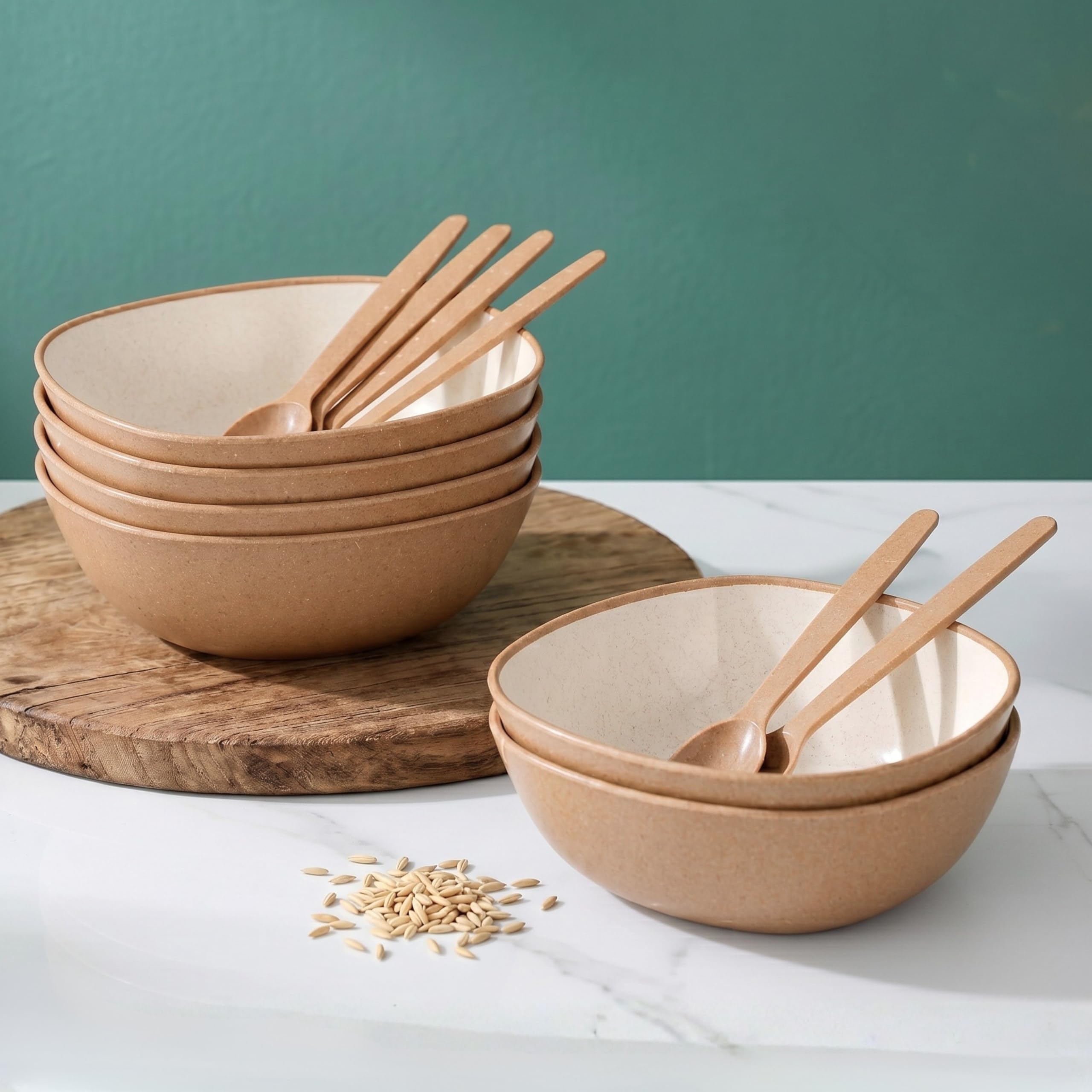Earth-Friendly Multipurpose Bowls for Kitchen, 600 ml |Made with Rice Husk | Set of 6 Microwave Safe Bowl | for Hot & Cold Serving Bowl Set | Tortilla