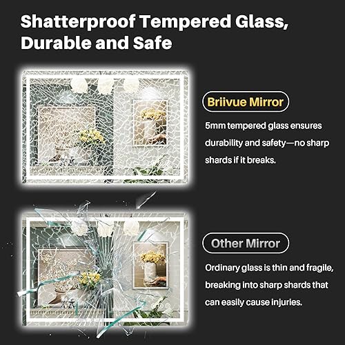 Miniatura 7 de Espejo de baño LED de 40 x 32 pulgadas con luces, retroiluminado y frontal iluminado, espejo de tocador de baño con luz antiniebla para pared,