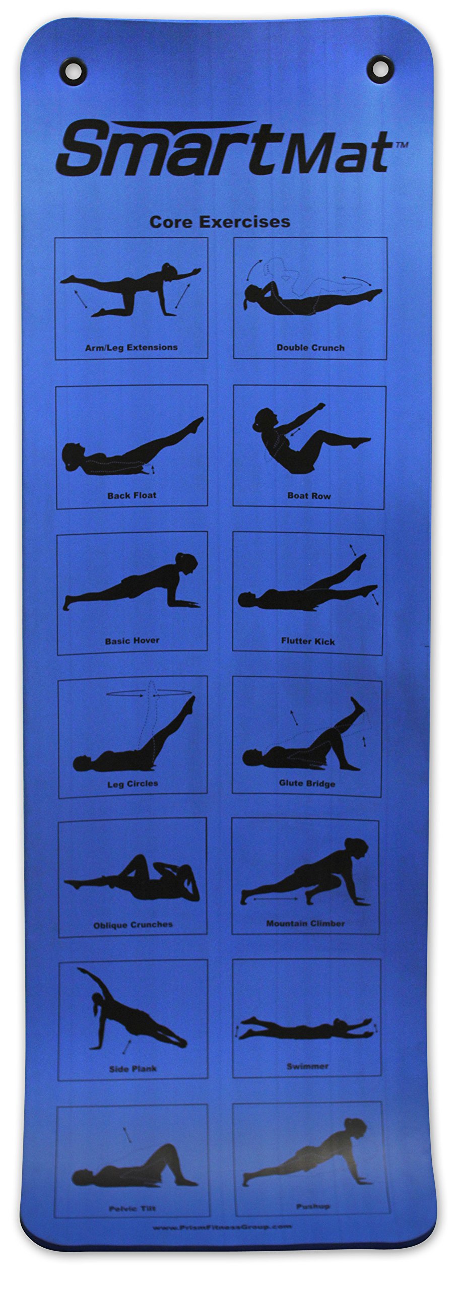 Prism Fitness 16mm Thick Smart Self-Guided Stretching and Exercise Mat for Yoga Pilates and Stretching Blue