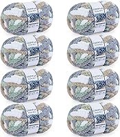 Cozyful #10 Jumbo Chunky Chenille Yarn for Hand Knitting & Crocheting - 8 Skeins Cream Sage Grey Khaki, 25 yds 8oz Each