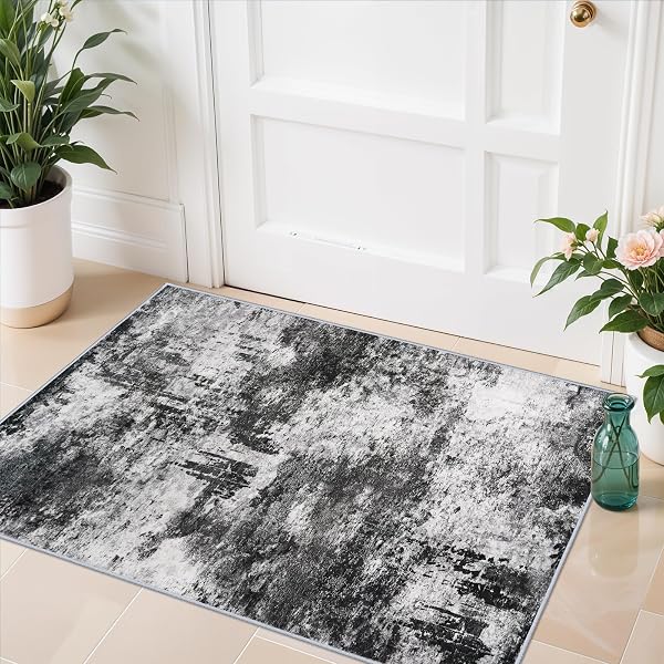 RUUGME 9X12 Abstract Area Rug:Large Washable Living Room Rug Indoor Non Slip Low Pile Carpet for Bedroom Soft Foldable S