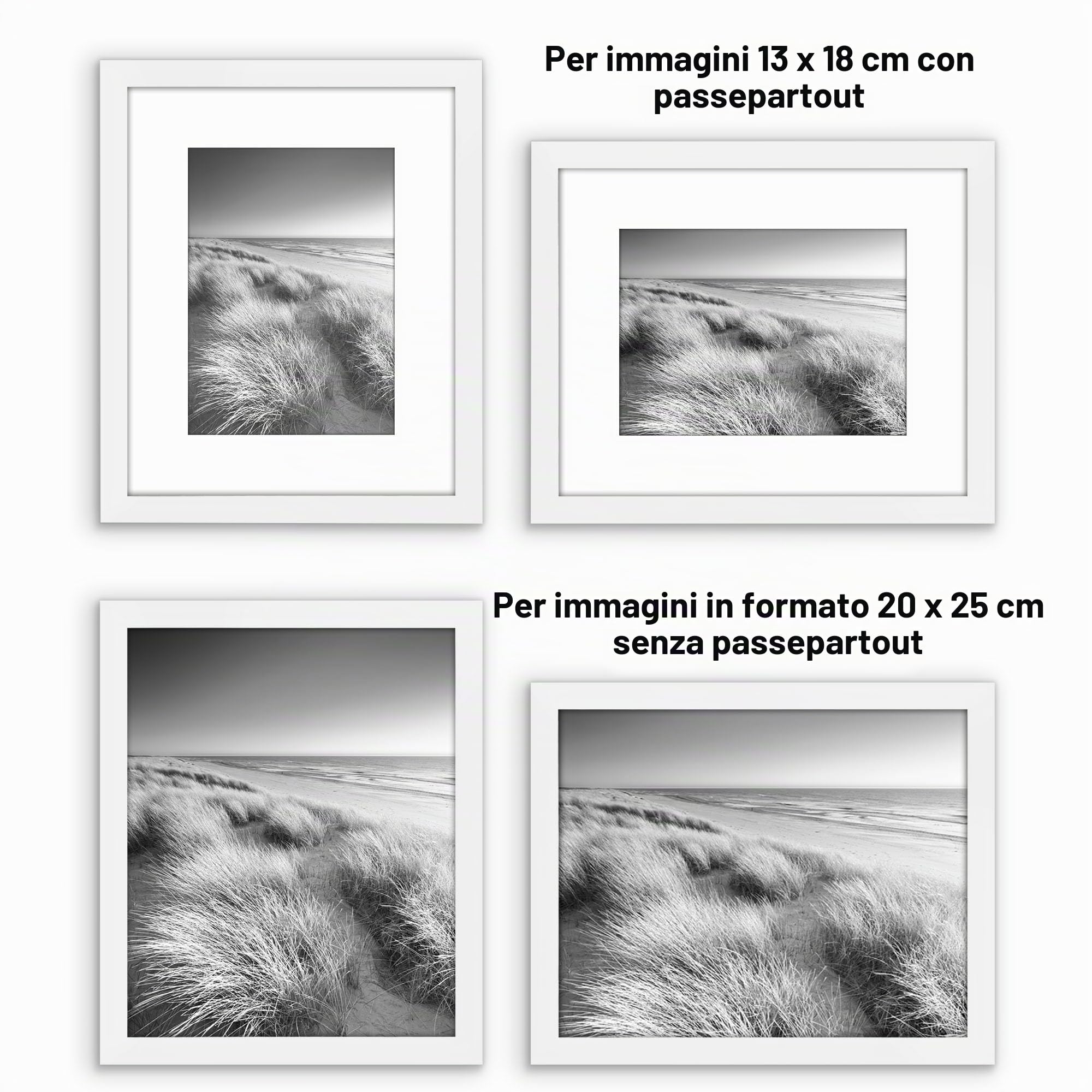 Americanflat Set di 5 cornici portafoto da 20 x 25 cm, da utilizzare come cornice per foto da 17,8 x 12,7 cm, con passepartout o cornice senza passepartout, formati orizzontali e verticali, per parete