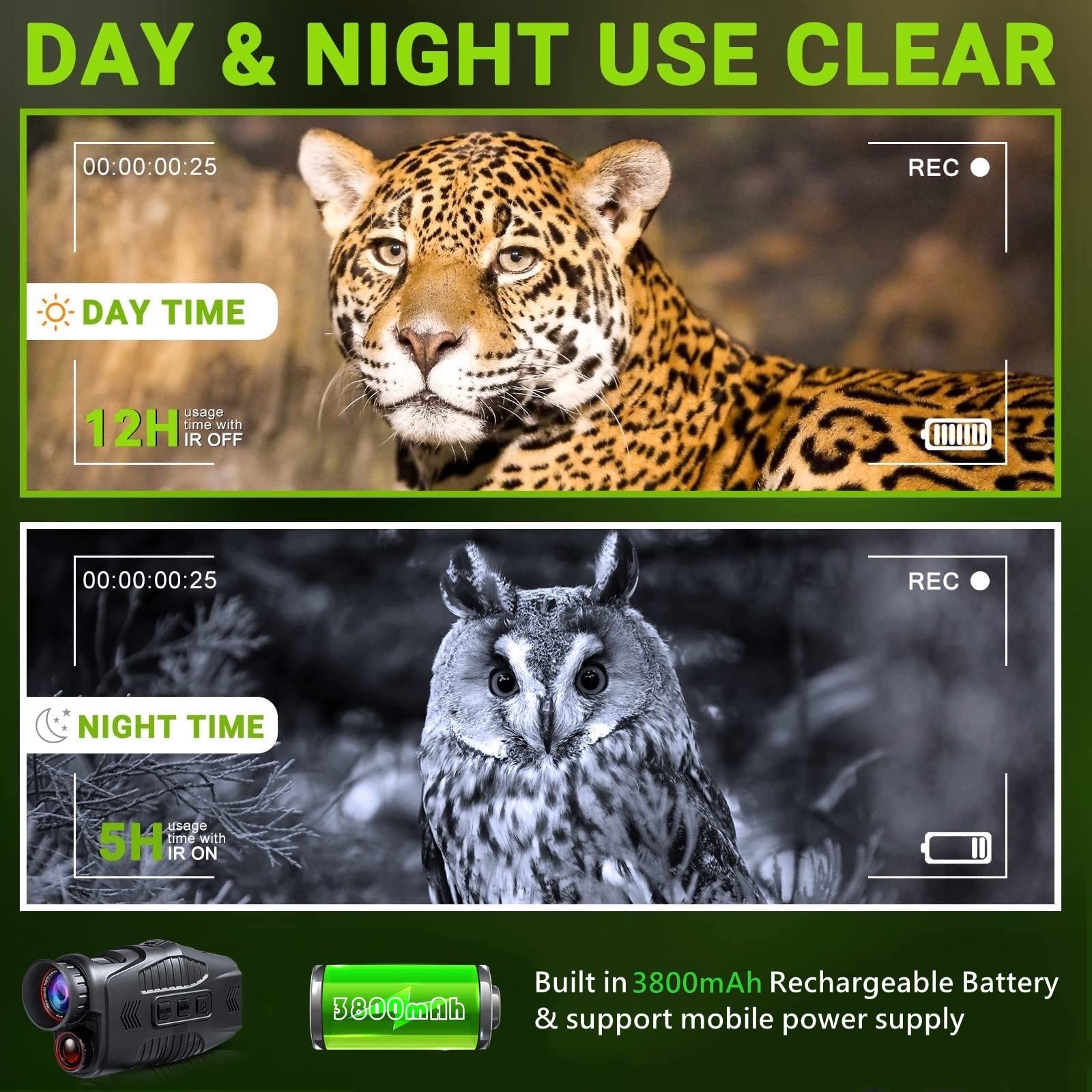 Gogle noktowizyjne, 1080P HD monokularowy noktowizor akumulator na podczerwień 5x zoom cyfrowy gogle polowanie Camping teleskop nagrywanie na zewnątrz(R11 Wholesale Price)