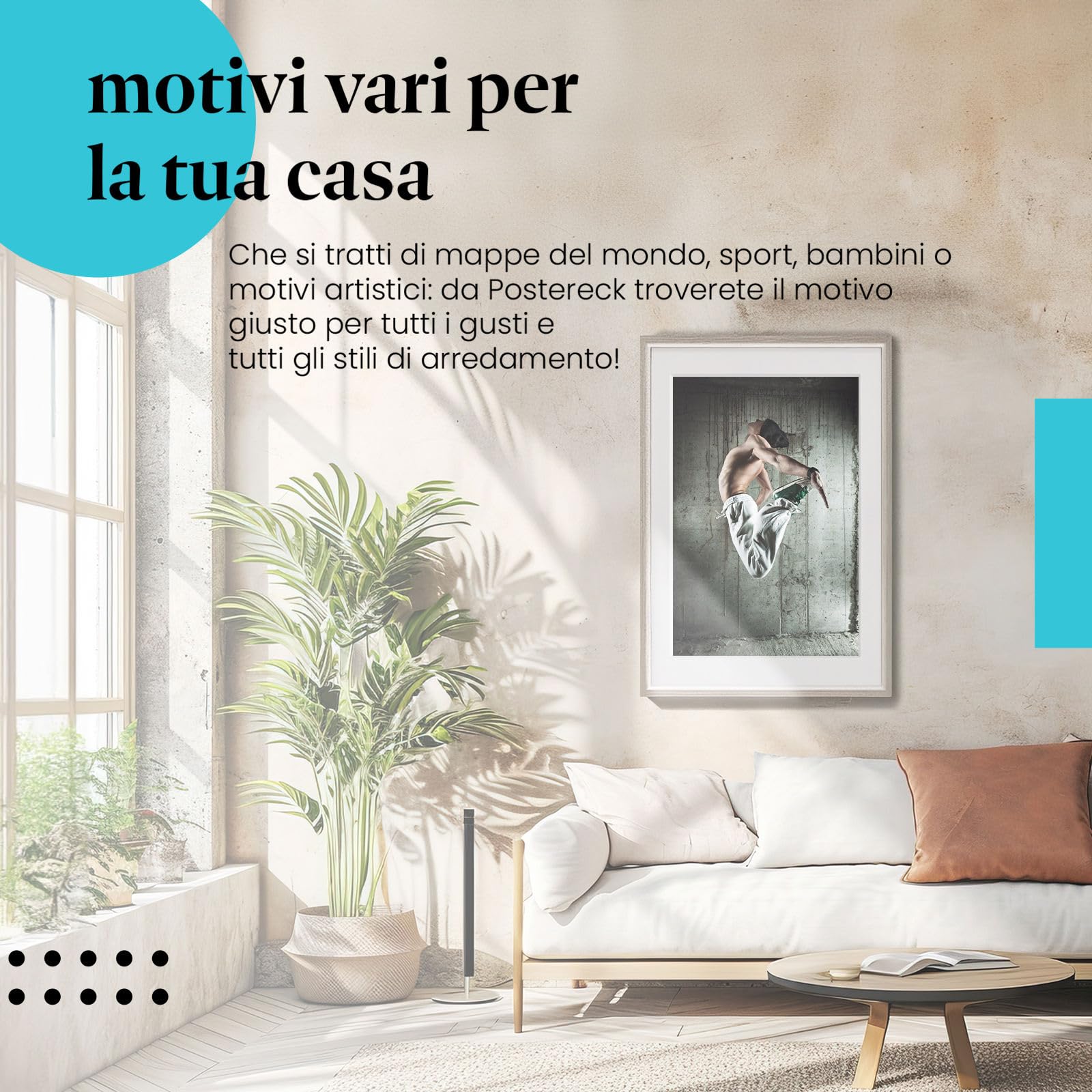 Postereck - 0518 - Hip hop, ballerino uomo salto danza musica strada - Decorazione da Parete, Stampa Artistica, Arredamento Interni, Stampa Fotografica - Tela - 100,0 cm x 75,0 cm