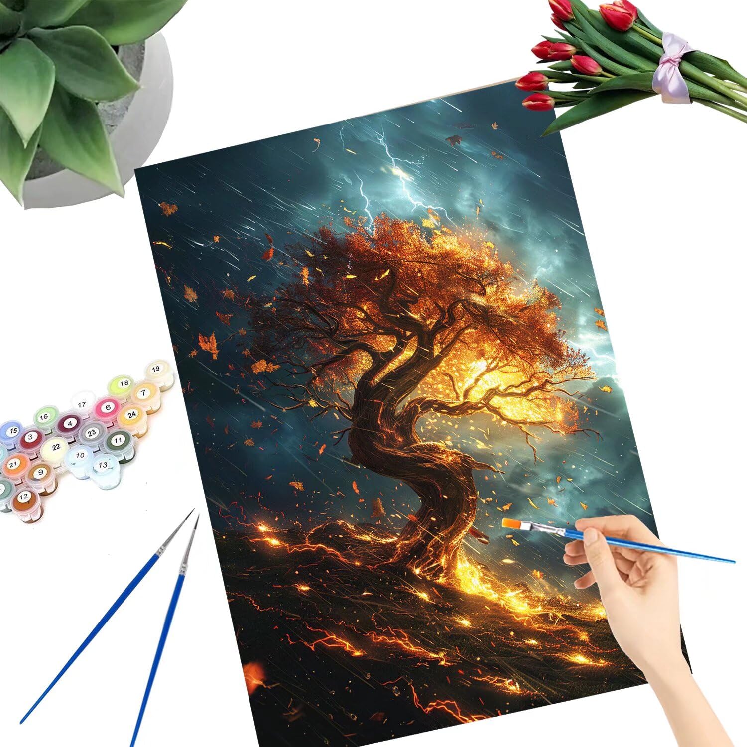Pintar por Numeros Adultos pintar por numeros niños manualidades niños 10 años, DIY Pintar por Números de Pincel y Pintura acrílica Decoraciones para el Hogar Manualidades, sin Marco 60x80cm C-216