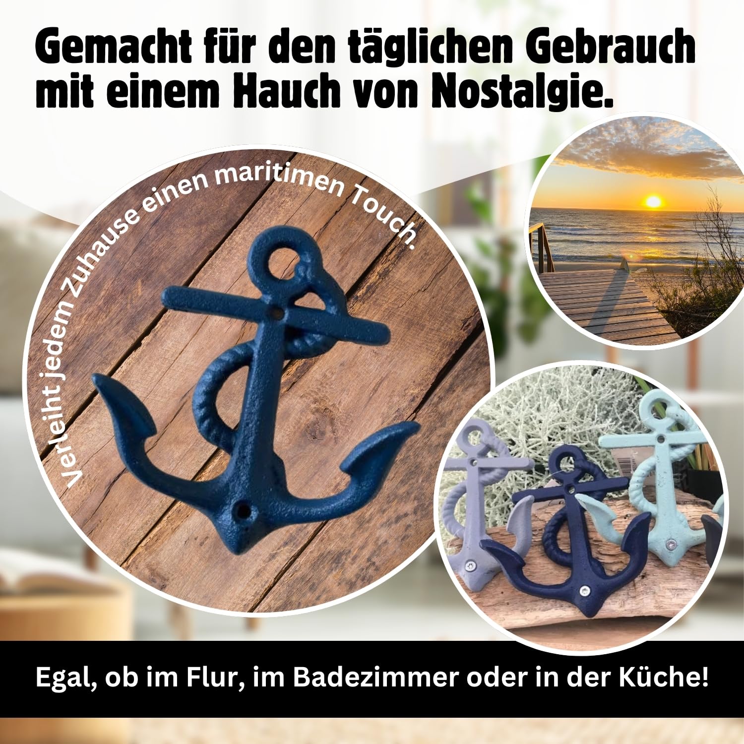 Attaccapanni Da Parete O Porta In Legno, Tema Nautico | Acquisti Online Su - Foto 12