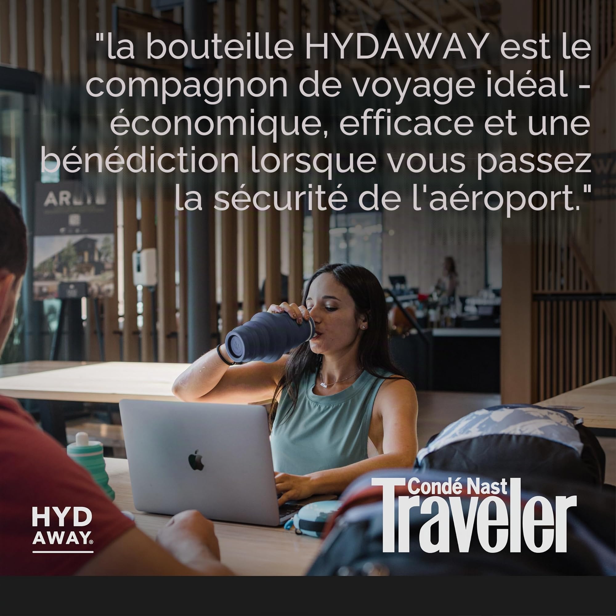 HYDAWAY - Bouteille d'eau pliable, couvercle à rabat, facile à emporter, pratique lors de vos déplacements, silicone de qualité alimentaire, 750 ml