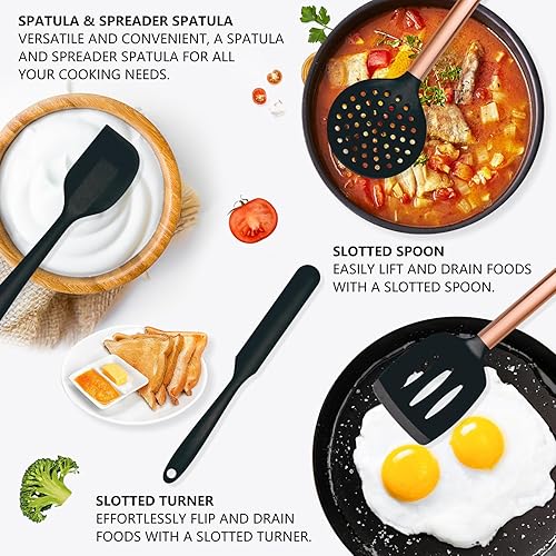 Miniatura 3 de BBN Juego de utensilios de cocina de silicona, juego de utensilios de cocina de silicona antiadherentes, resistentes al calor, juego de utensilios