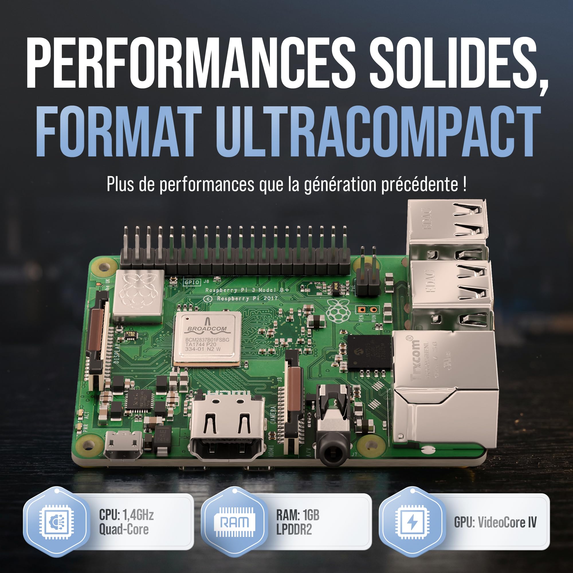 db-tronic Raspberry Pi 3 B+ 1 Go Starter Kit | Édition 64 Go | Alimentation | Boîtier | HDMI 4K | idéal pour Home Assistant et Le Smart Home
