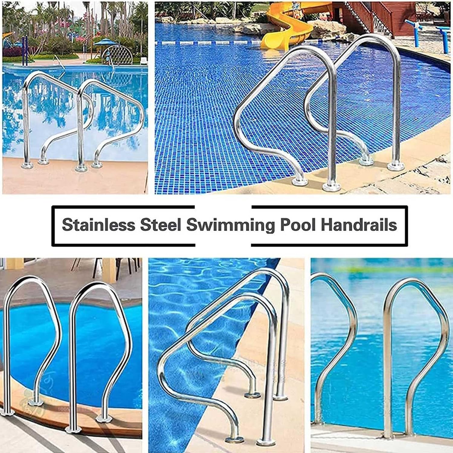 Pool-Handlauf, Pool-Handhaltegriff Aus Edelstahl 304, Schwimmbad-Handläufe Mit Einer Tragfähigkeit Von 250 Pfund Für Bodenschwimmbäder, Thermalbäder, Wasserparks,1pack