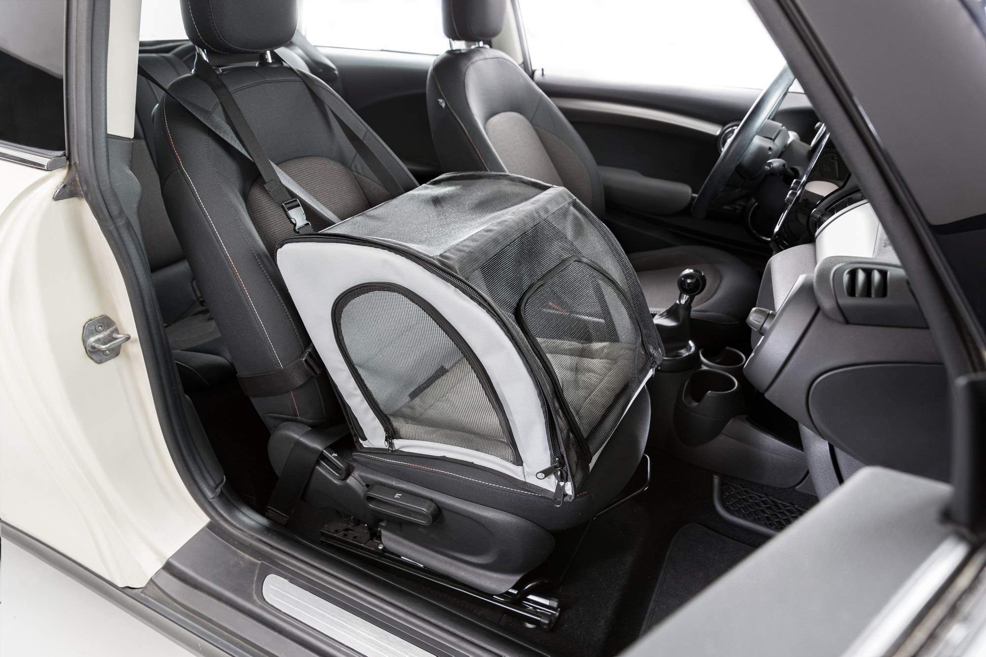 Trixie - Asiento para Coche 44 × 37 × 40 cm, Gris Negro, Funda Protectora para Perros, Fácil de Instalar, Comodidad y Seguridad en Viajes en Coche