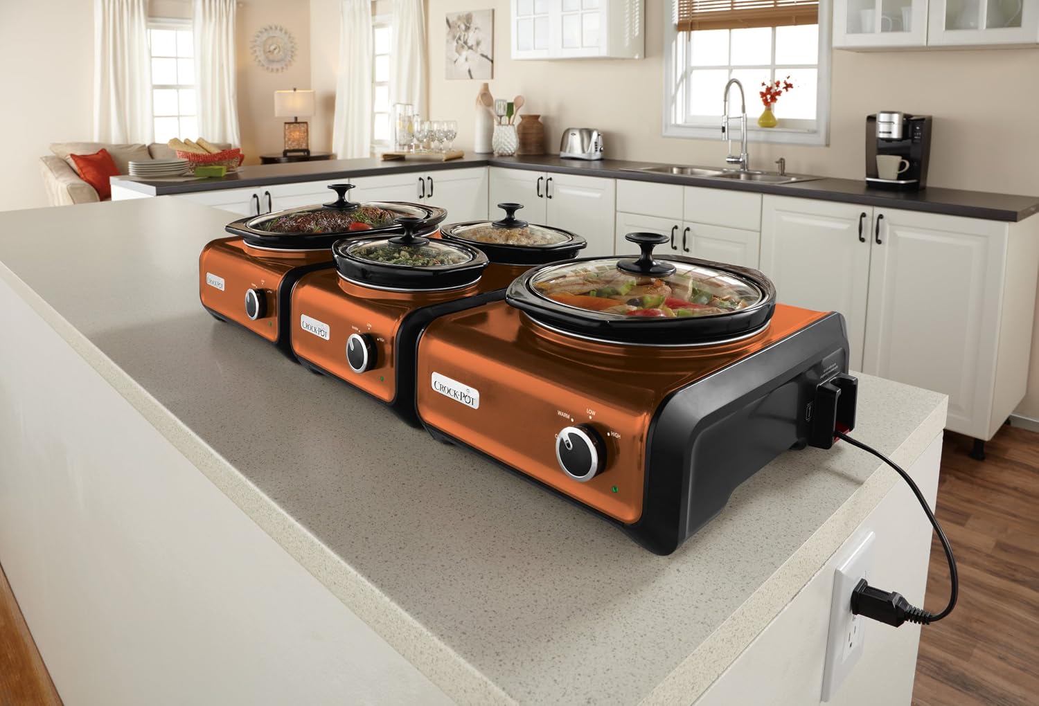 Crock-Pot SCCPMD2-CP Hook Up Round Connectable Entertaining System, 2-Quart, Metallic Copper