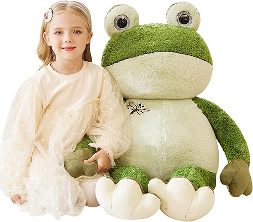 EARTHSOUND Juguete de peluche de rana gigante, juguete grande y esponjoso, peluche de gran tamaño, regalos para niños, niñas y novias (30 pulgadas,