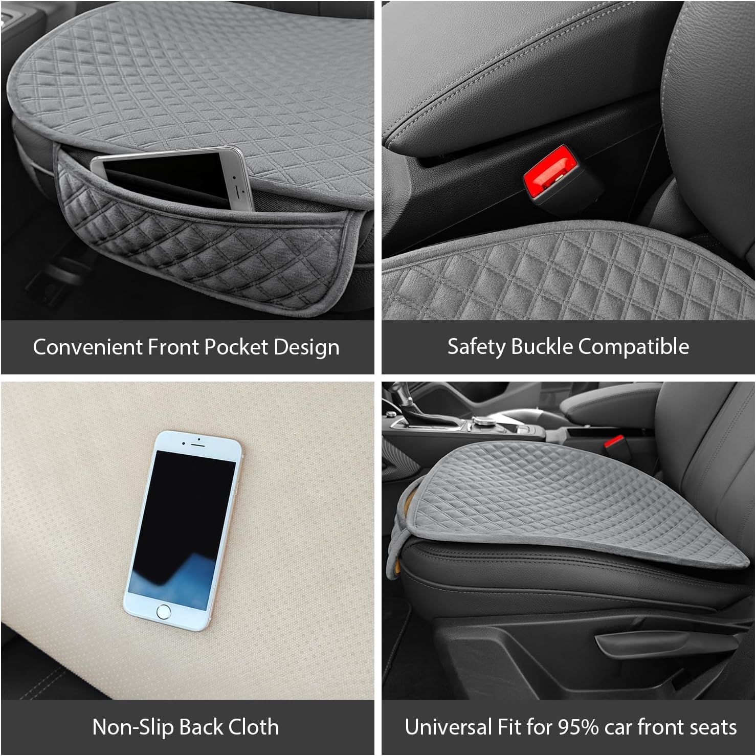 BROGBUS Flax Car Seat Mat Vehicle Seat Cover Car Seat Cushions (Grey, Pack of 1) | Front and Rear Seat Cover - Image 4 thumbnail