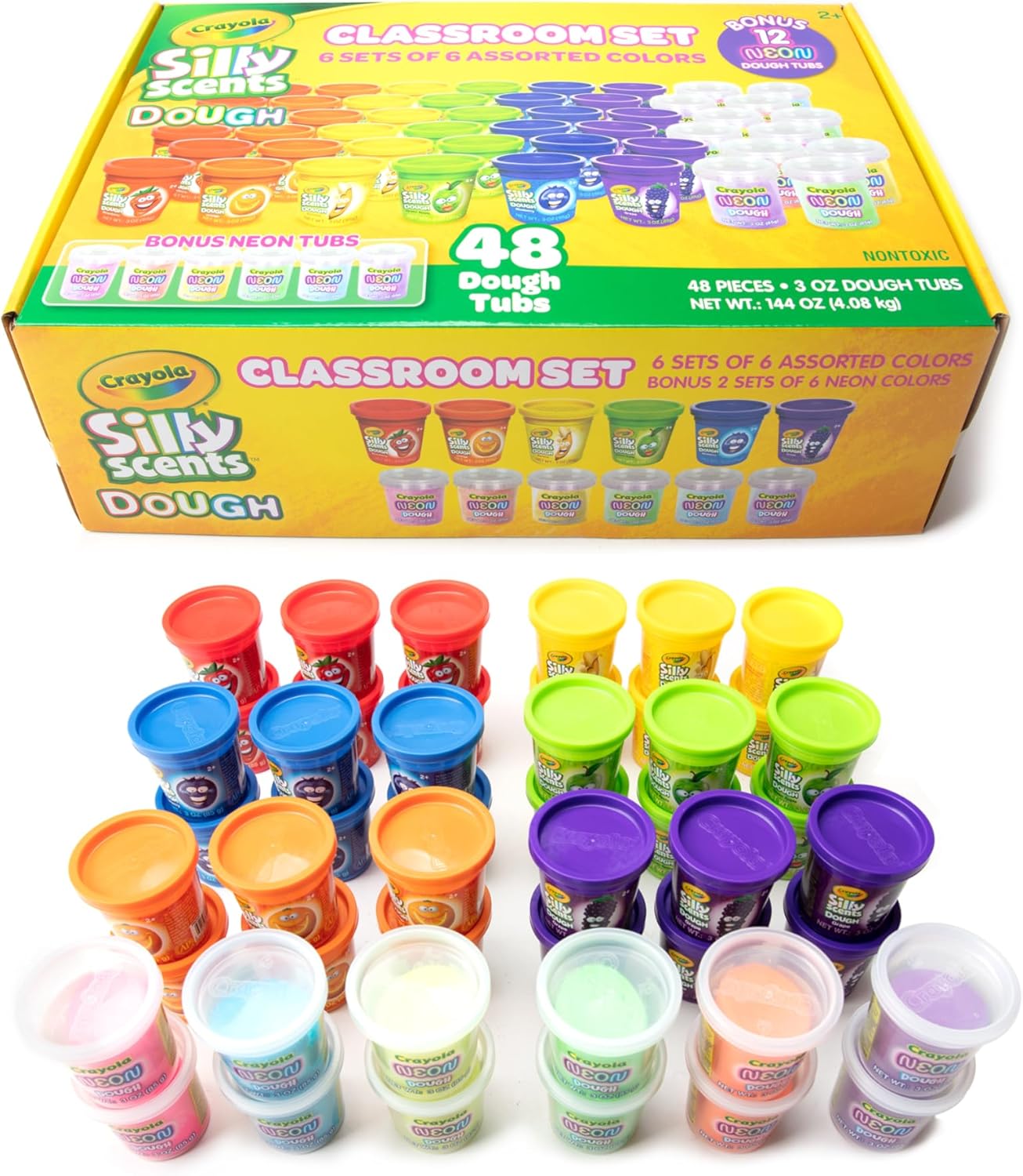 Crayola Scented Dough 48-Pack - Party Favors & Kids Toys, Non-Toxic Crayola Dough Set for Creative Fun, 6 Core Colors & Bonus Neon Dough, Ideal for Classroom & Holiday Activities