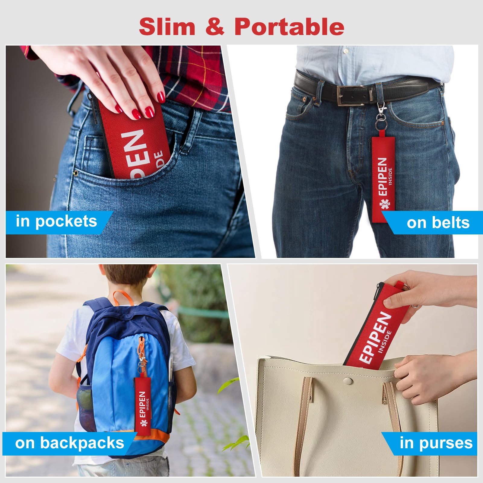 MEDMAX Estuche para Transportar 1 Epipen, Bolso Médico Portátil de Emergencia de Doble Cara para un Epipen y Medicamentos Esenciales para Alergias