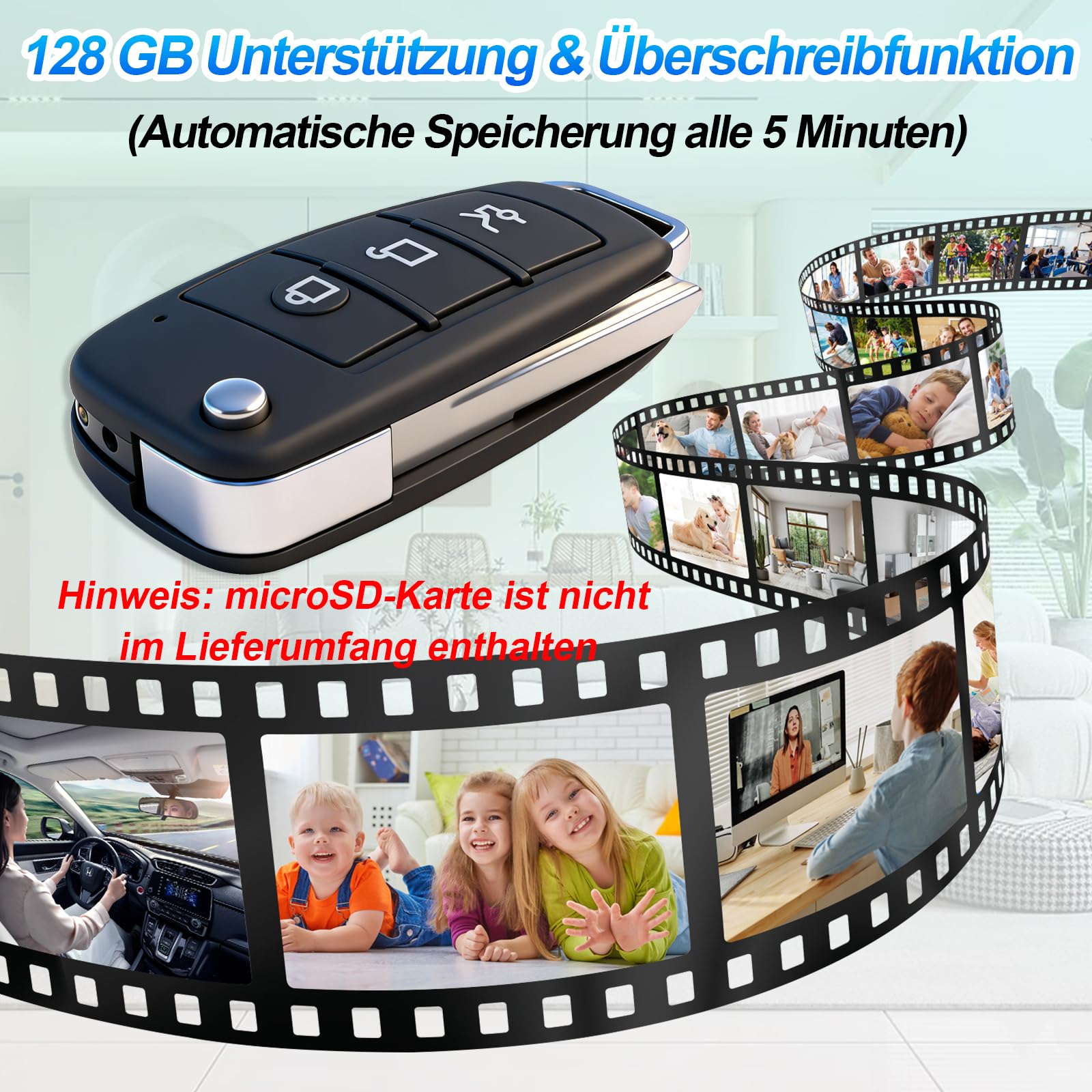 Bodycam Körperkamera Mini, 1080P HD Mini Kamera mit Akku mit Nachtsicht, 120° Weitwinkelobjektiv Kleine Kamera HD mit Bewegungserkennung